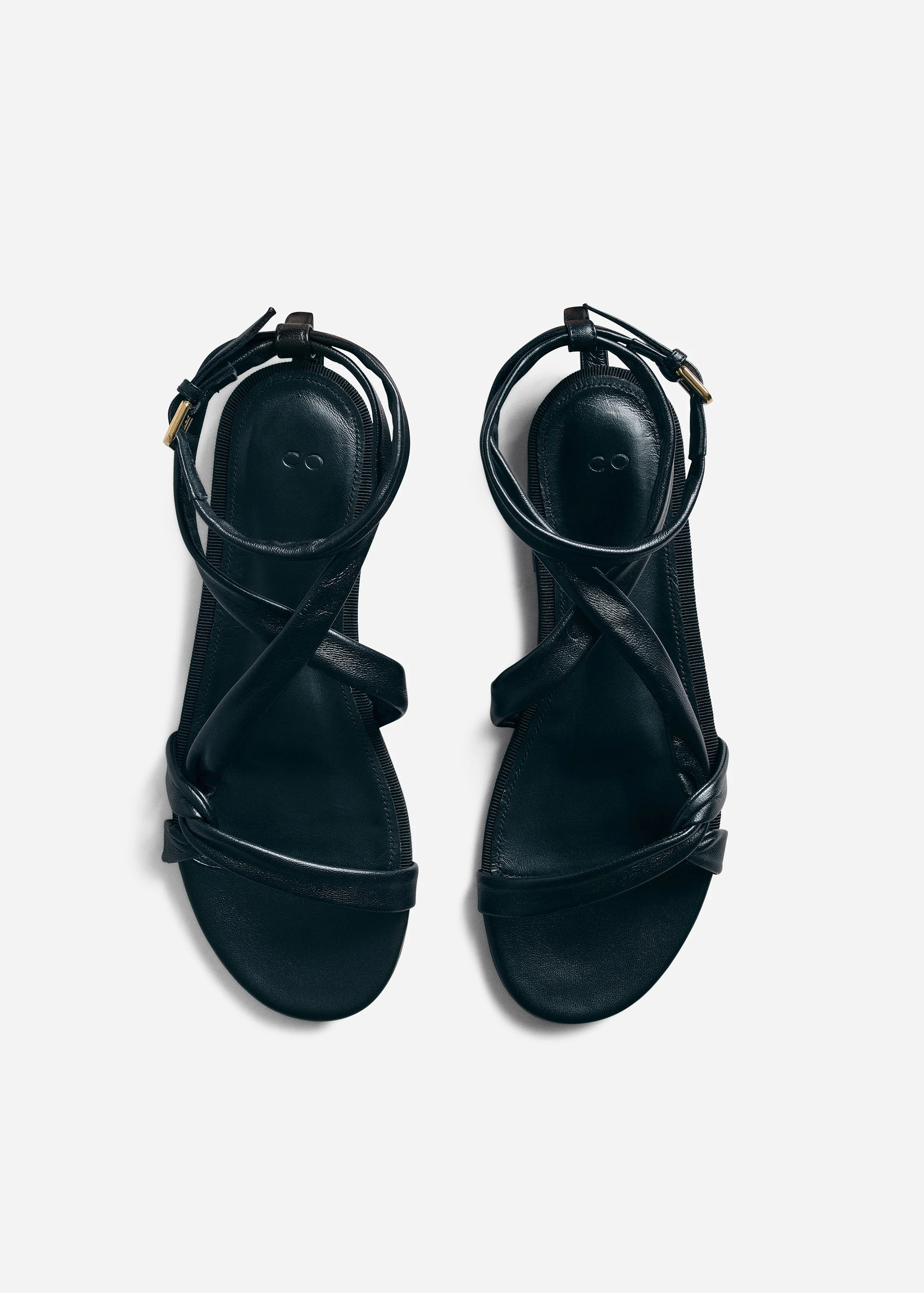 Asymmetric Leather Sandal in Black - Image 3