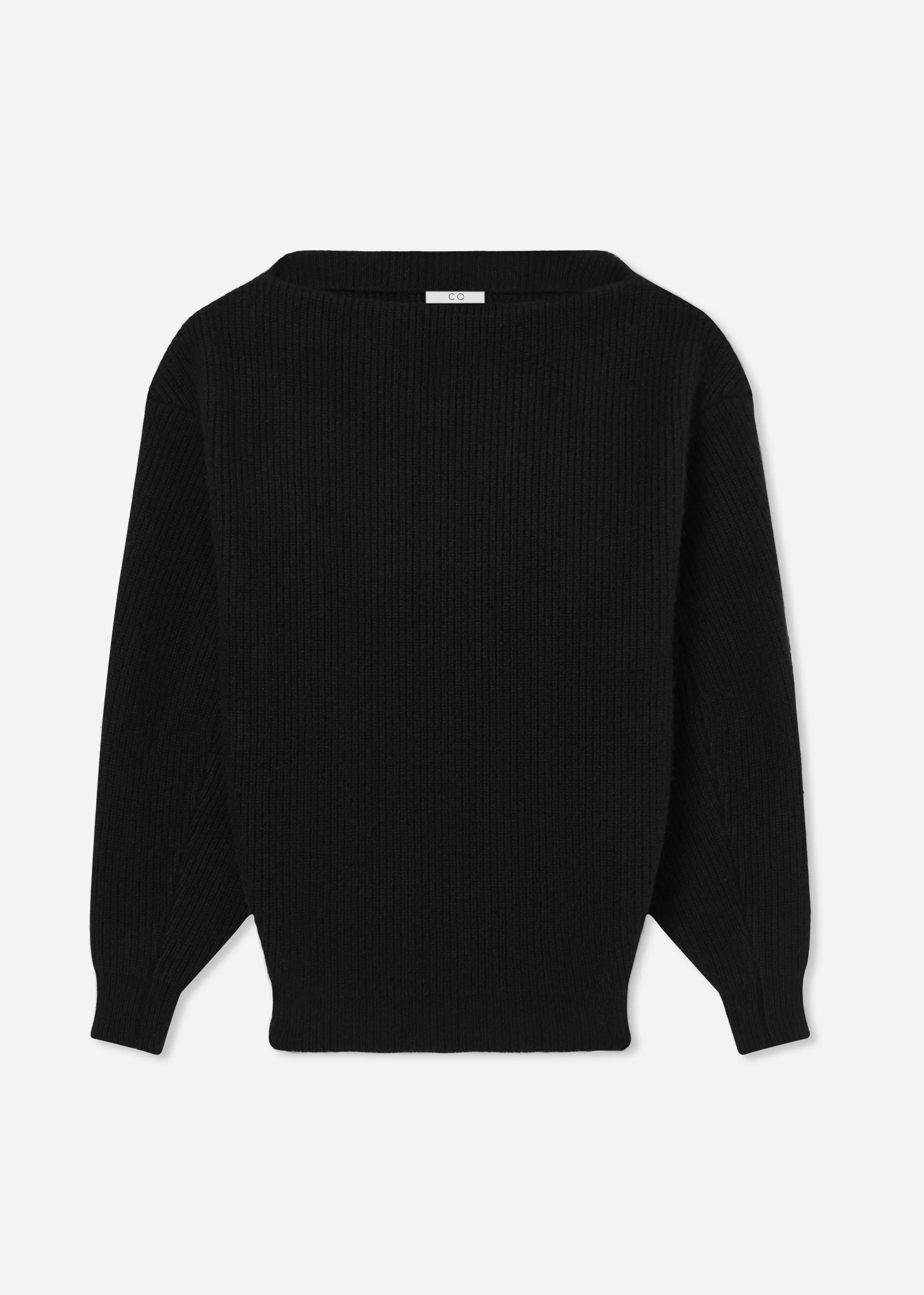 Oversized Boatneck Sweater in Wool Cashmere - Black - Image 5