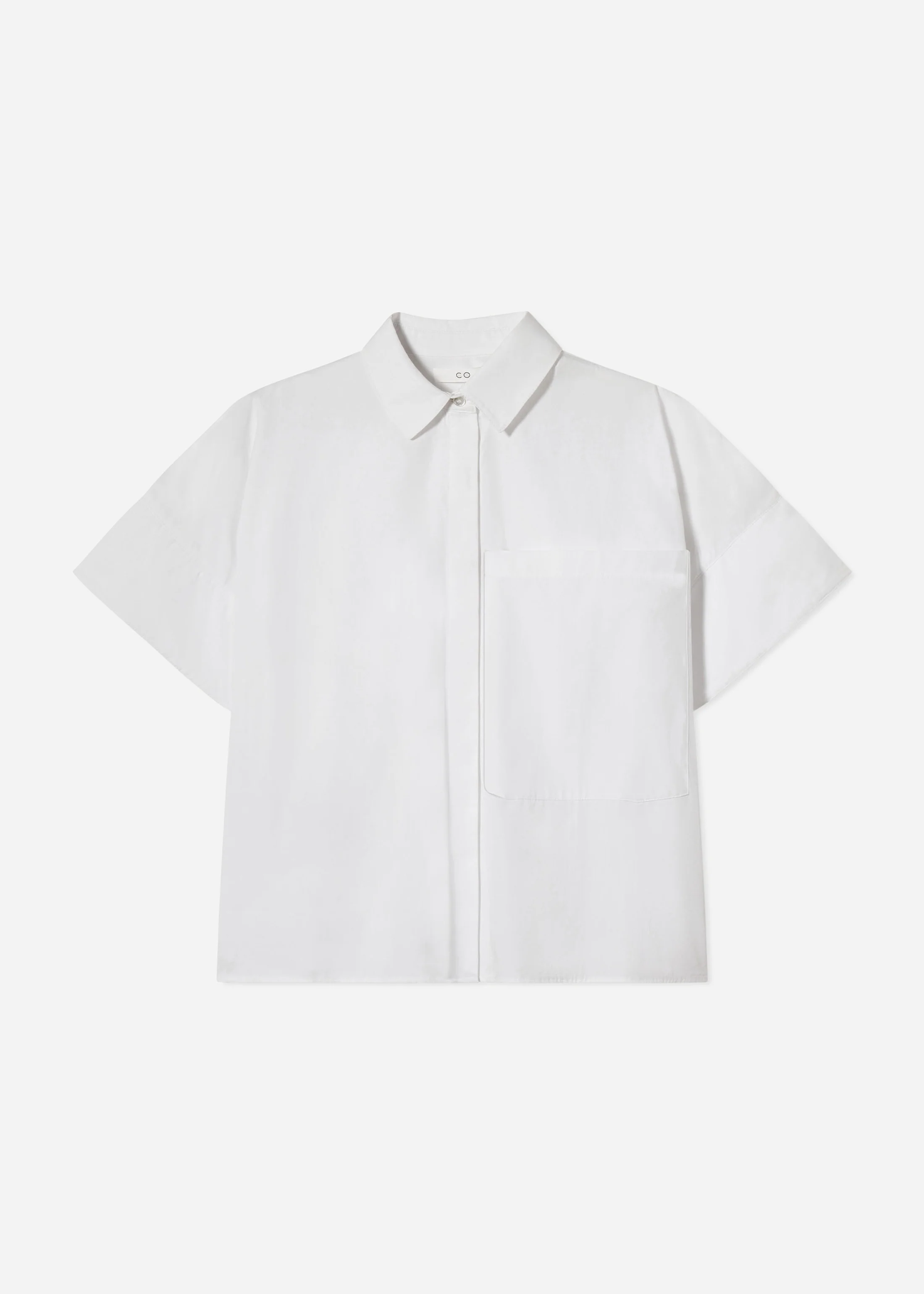 Boxy Short Sleeve Shirt in Cotton Poplin - White - Image 4