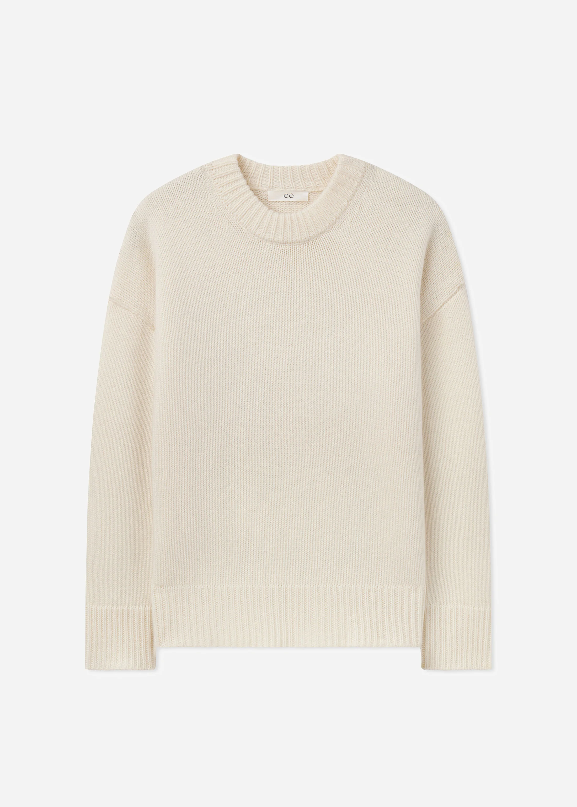 Boyfriend Crew Sweater in Wool Cashmere - Ivory - Image 5