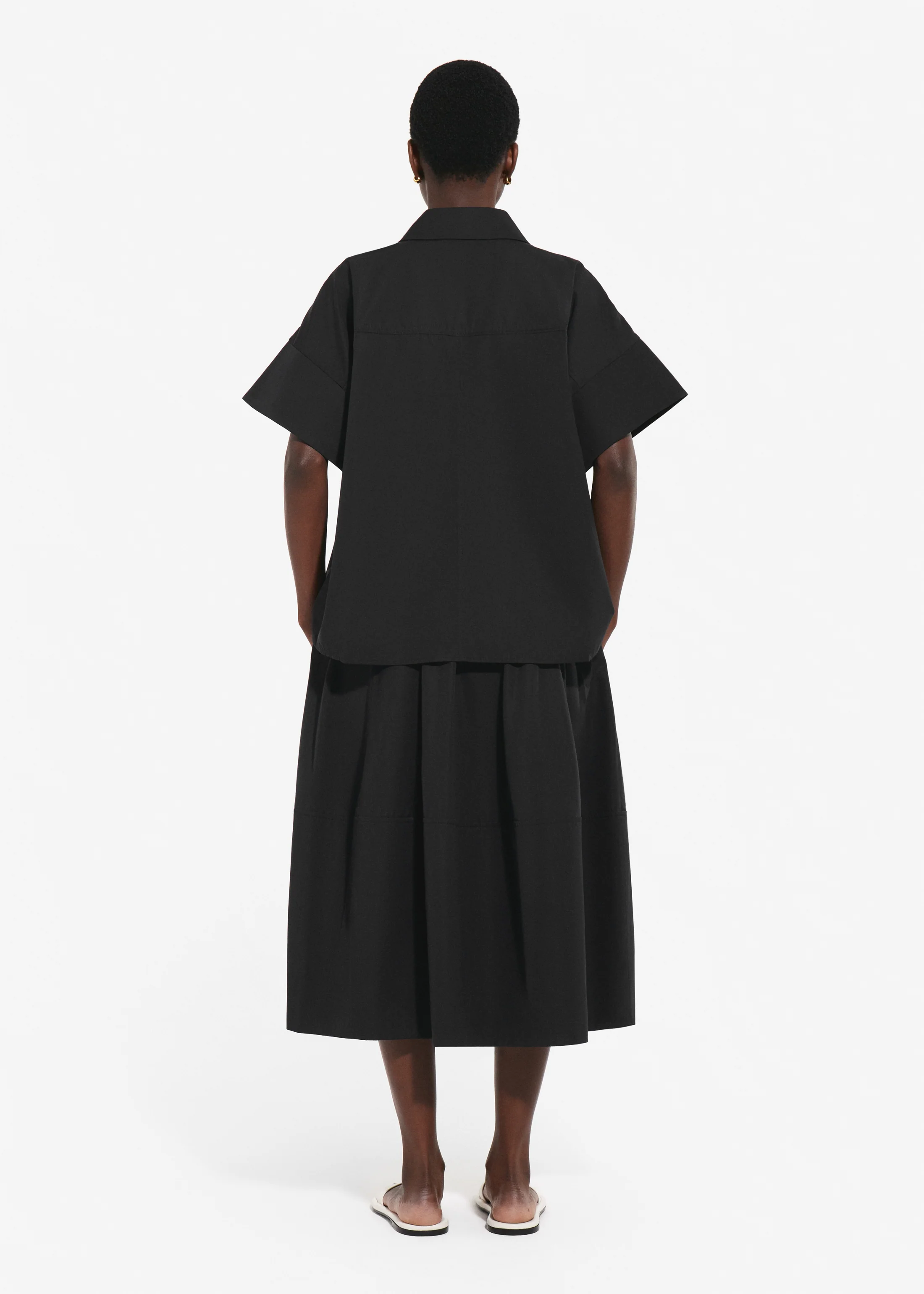 Full Skirt in Cotton Poplin - Black - Image 3