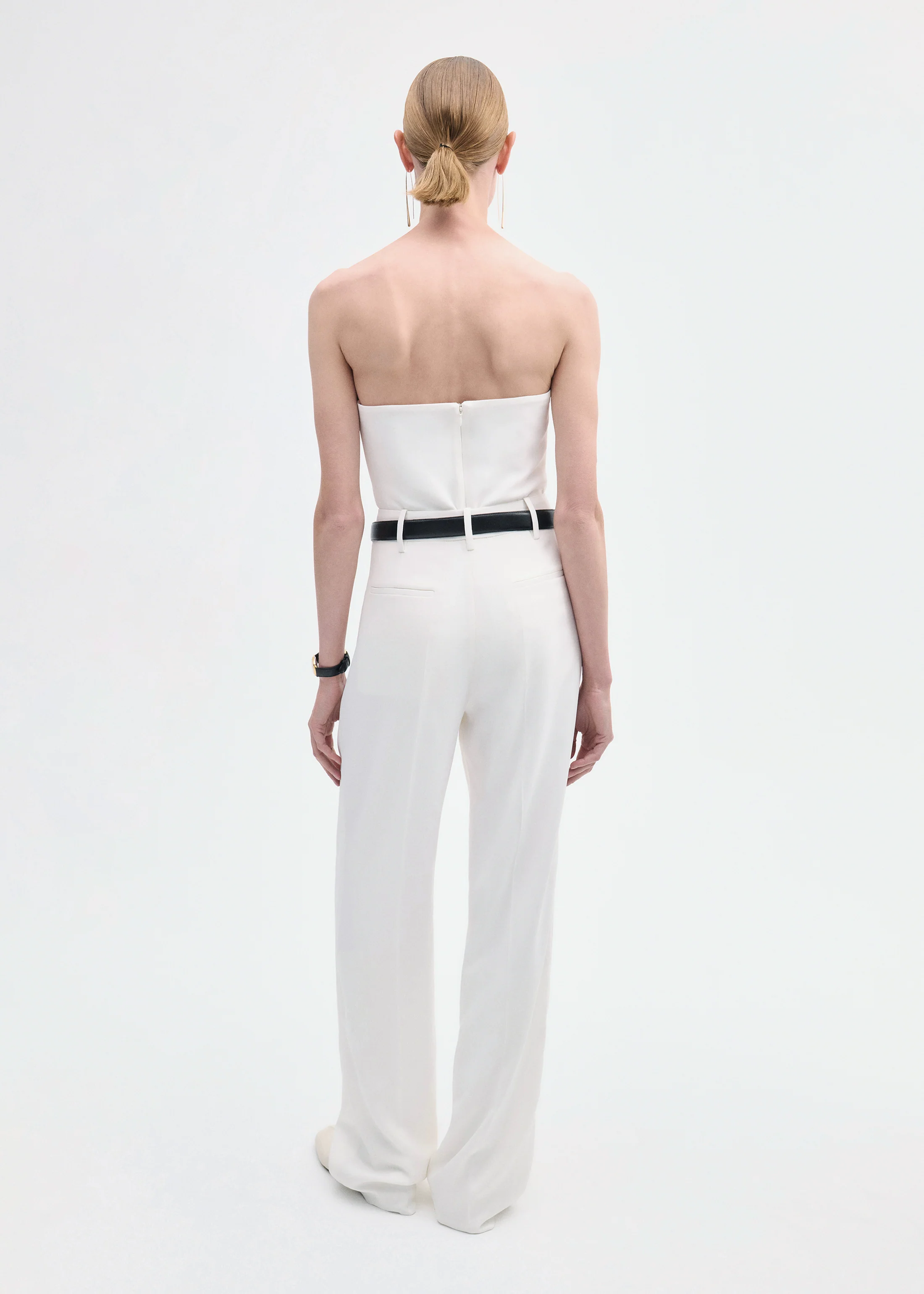 Strapless Bustier Top in Crepe - Ivory - Image 3