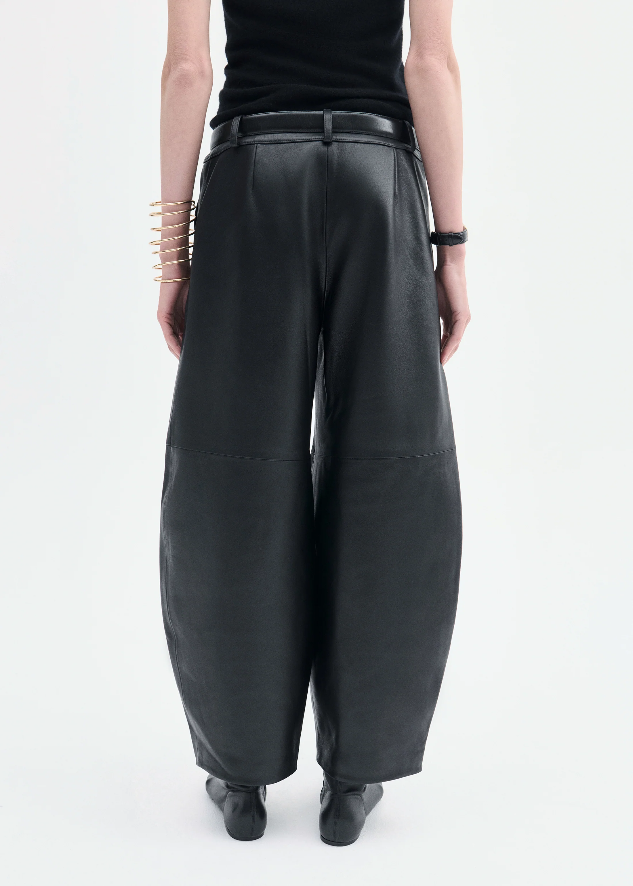 Cropped Leather Trouser - Black - Image 5