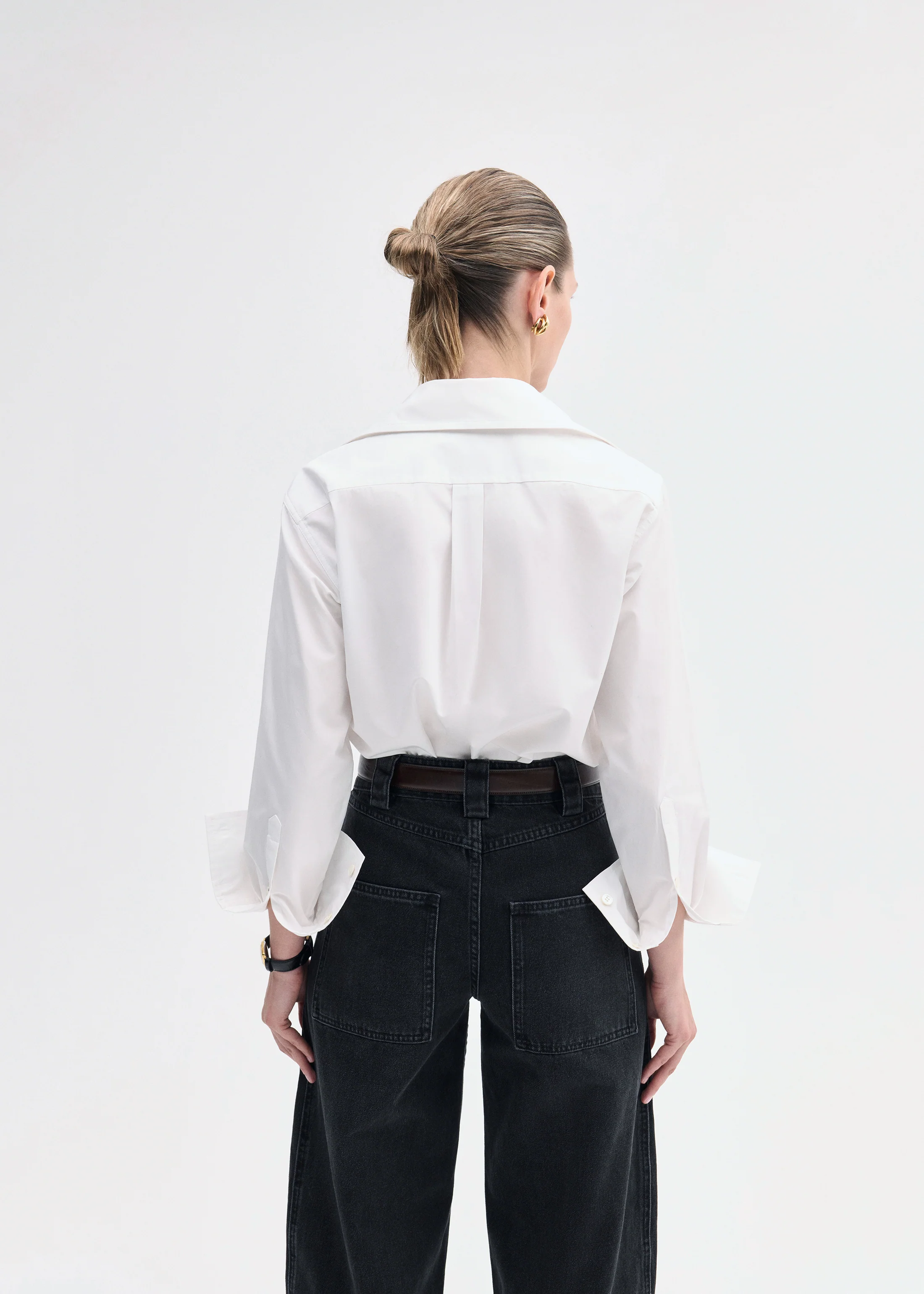 Fitted Shirt in Cotton Poplin - White - Image 3