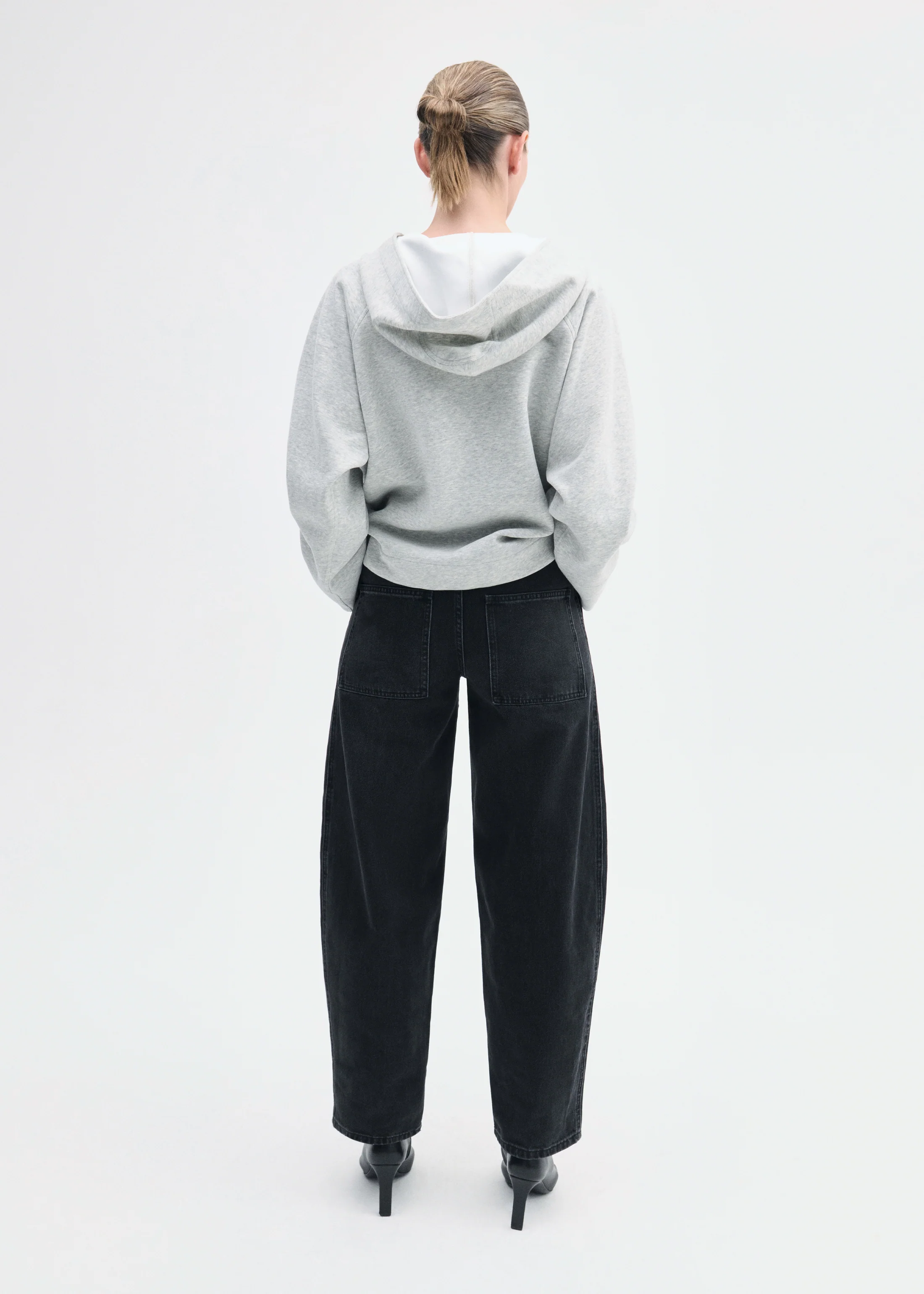 Hooded Pullover in Scuba Jersey - Heather Grey - Image 4