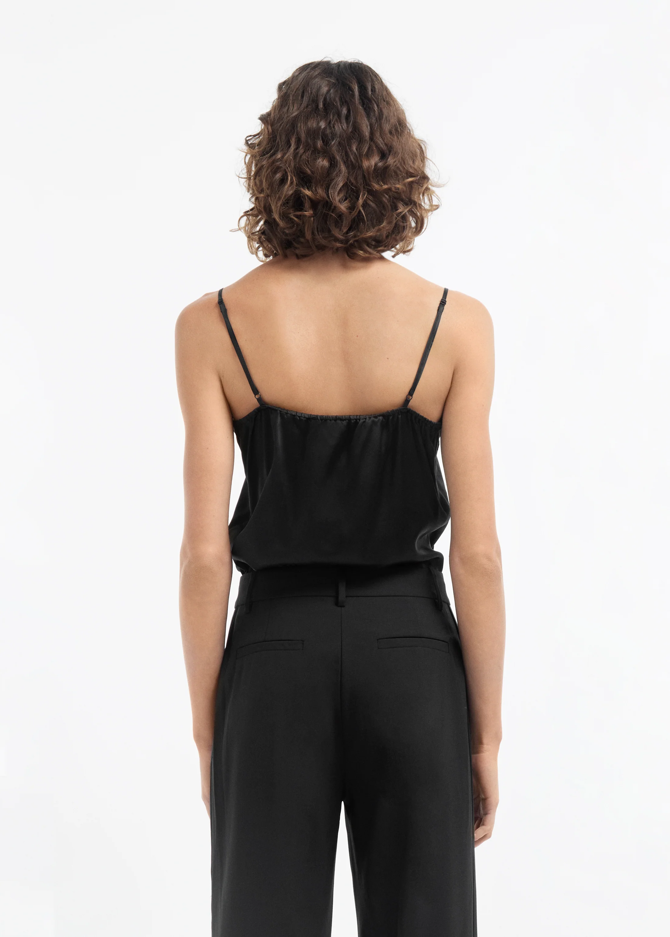 Lace Camisole in Silk - Black - Image 3
