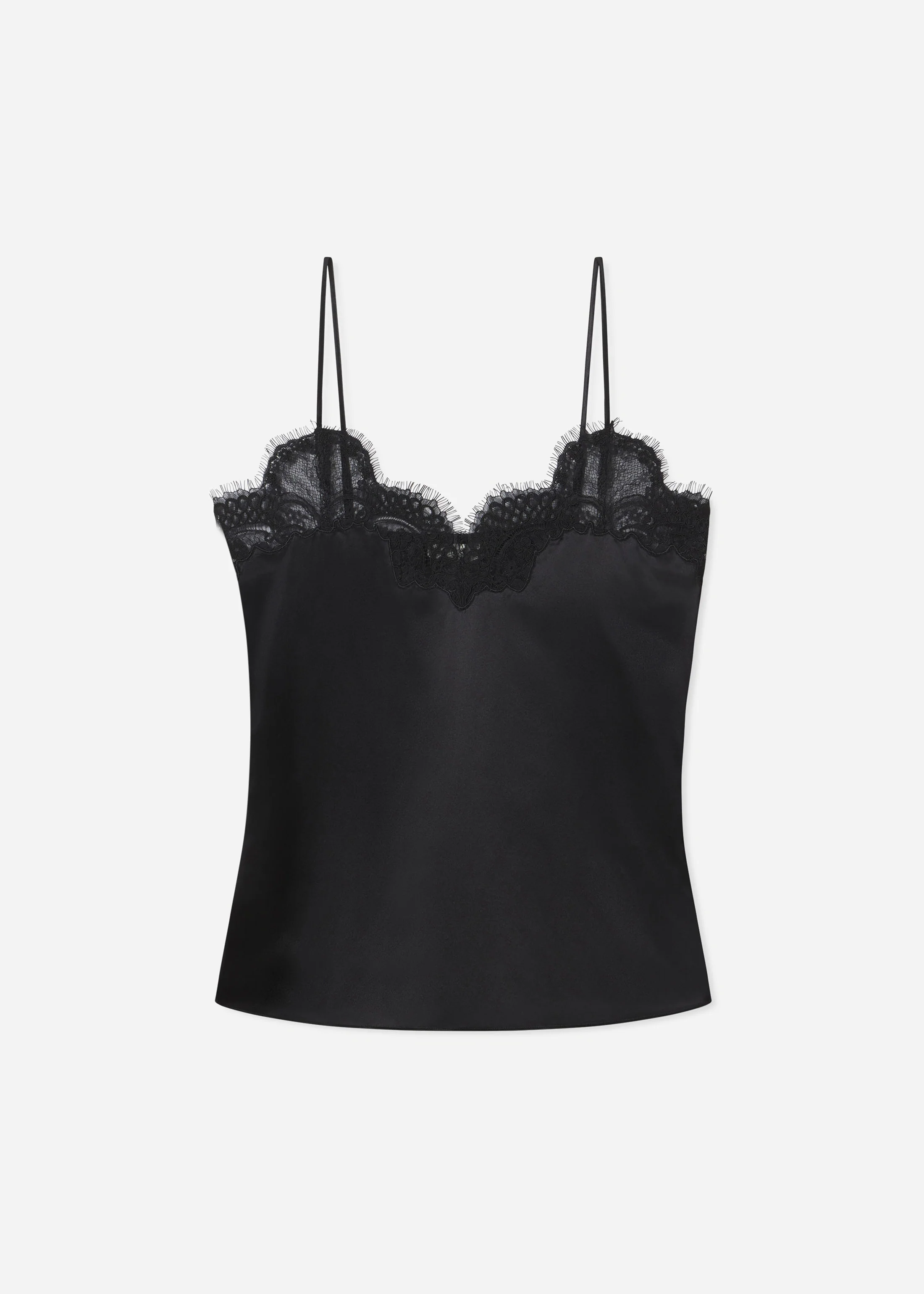 Lace Camisole in Silk - Black - Image 5