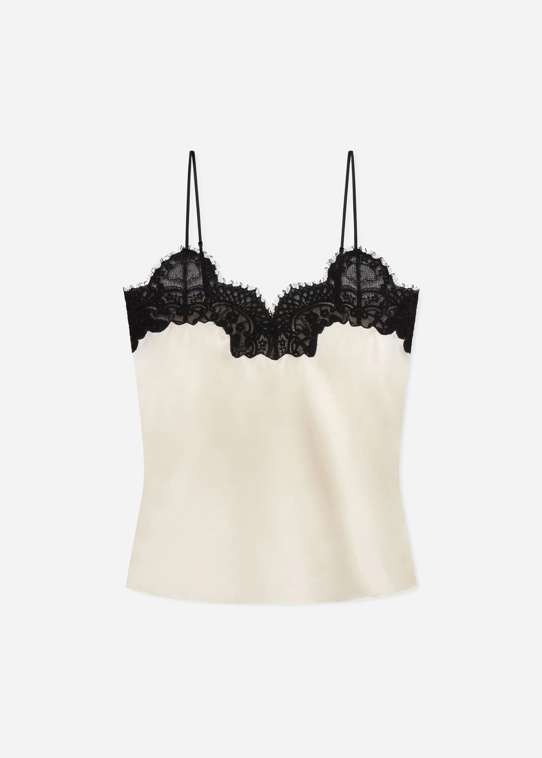 Lace Camisole in Silk - Ivory - Image 5