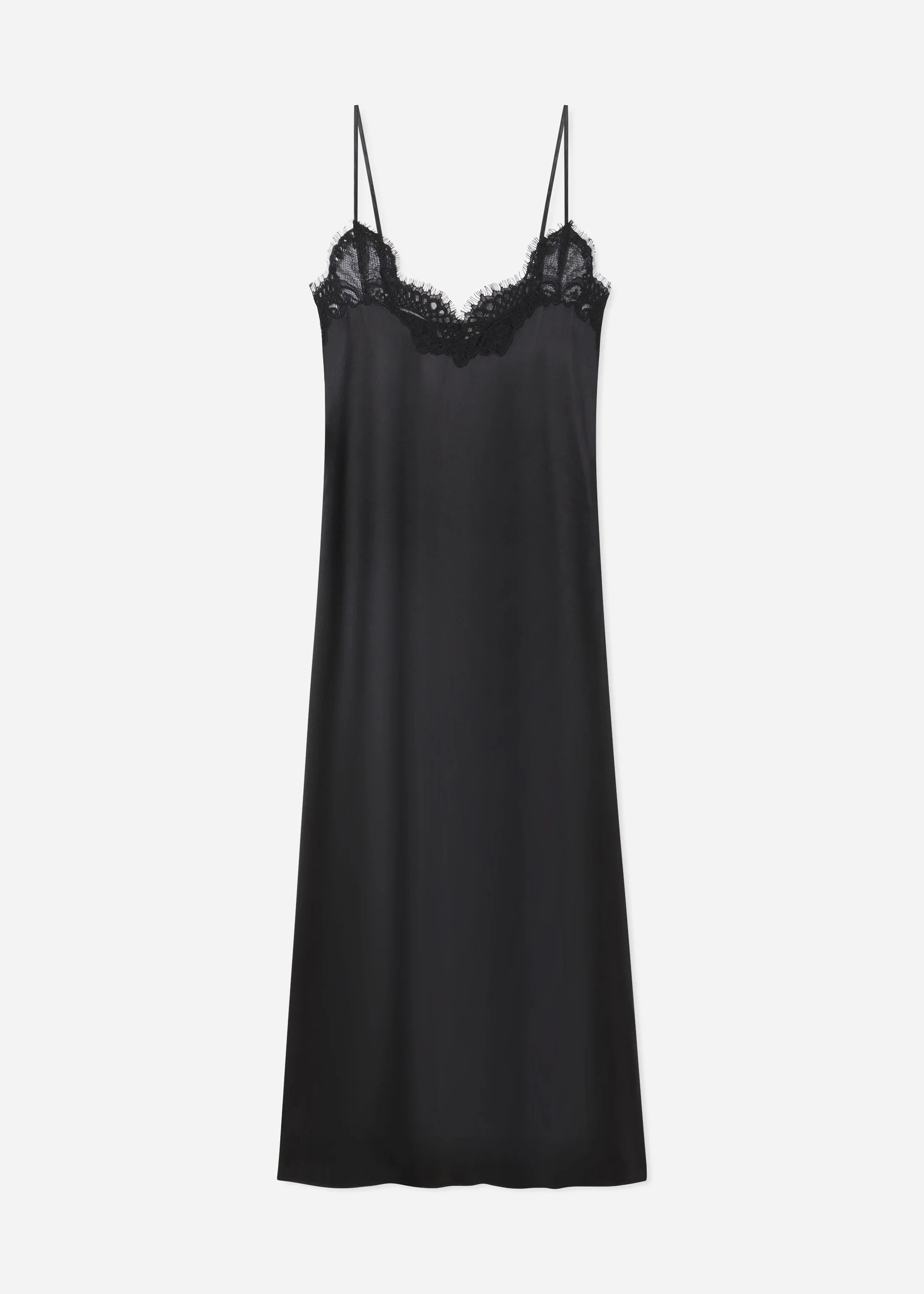 Lace Slip Dress in Silk - Black - Image 3