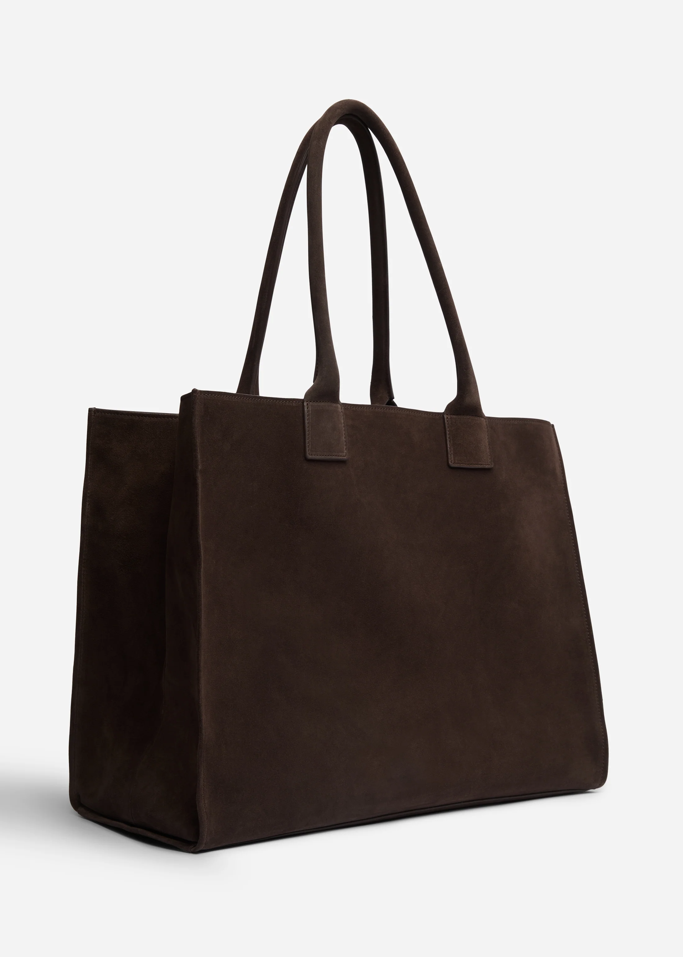 Large Tote Bag in Suede - Chocolate - Image 3