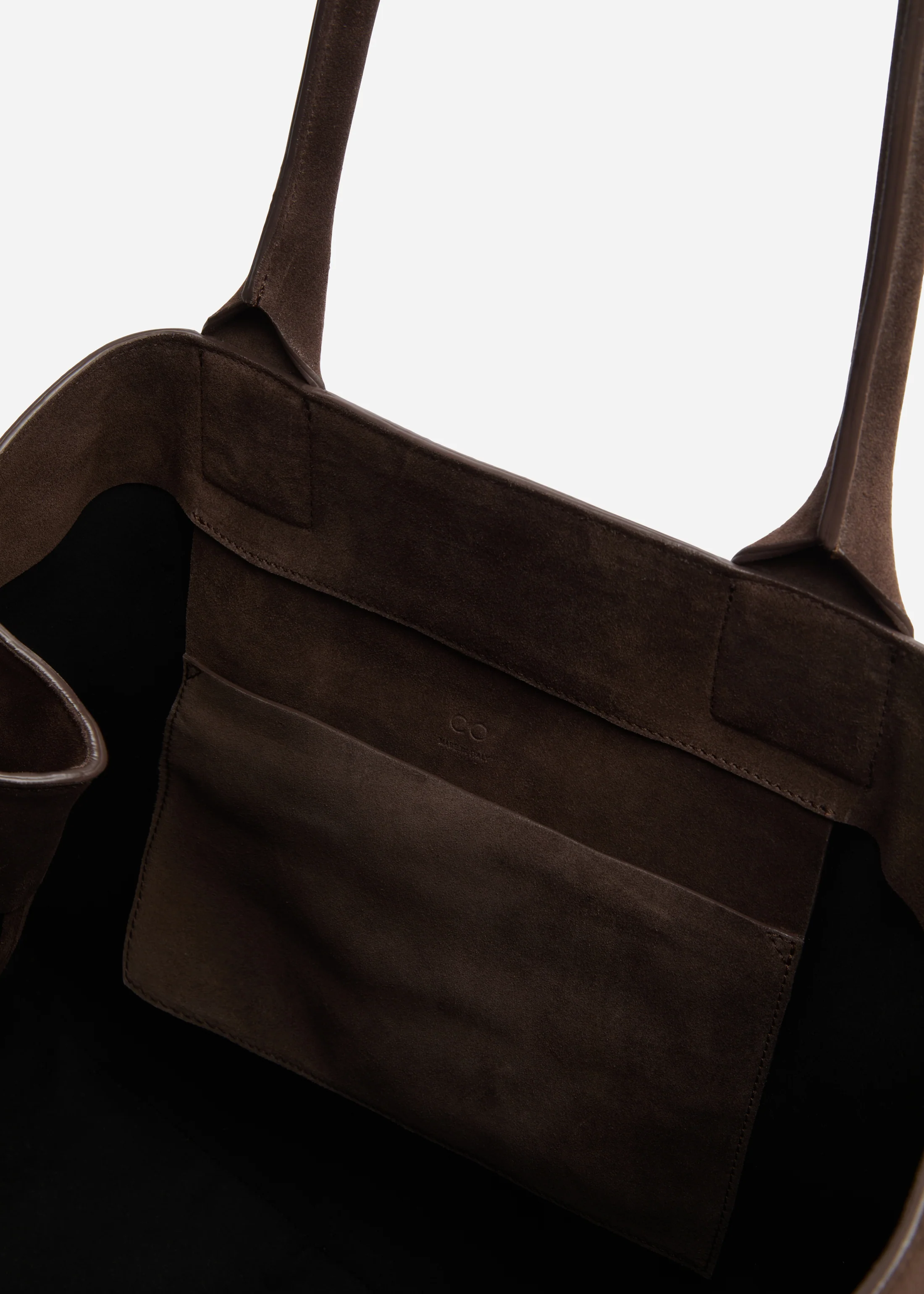 Large Tote Bag in Suede - Chocolate - Image 4