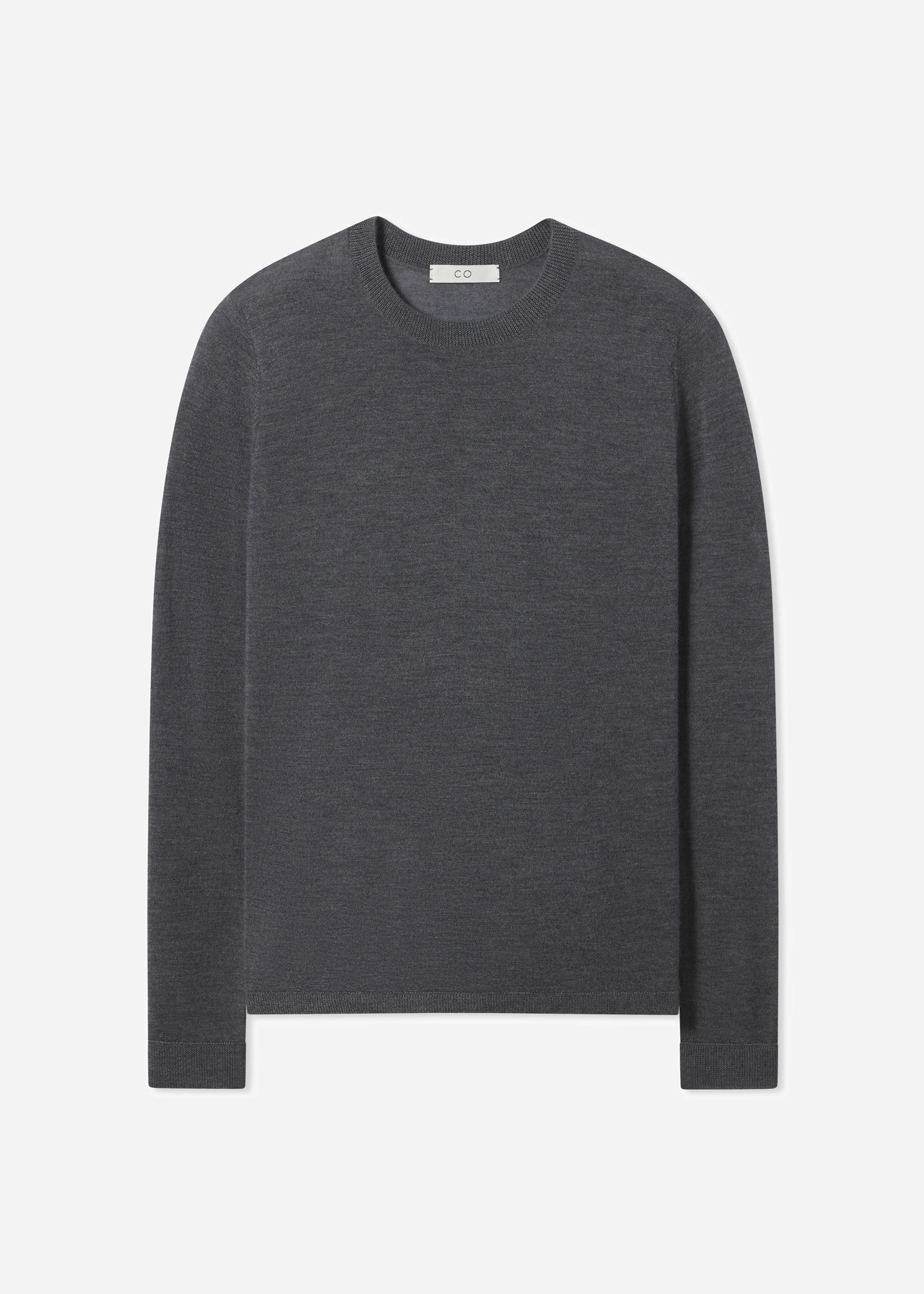 Long Sleeve Crew in Fine Cashmere - Grey - Image 3