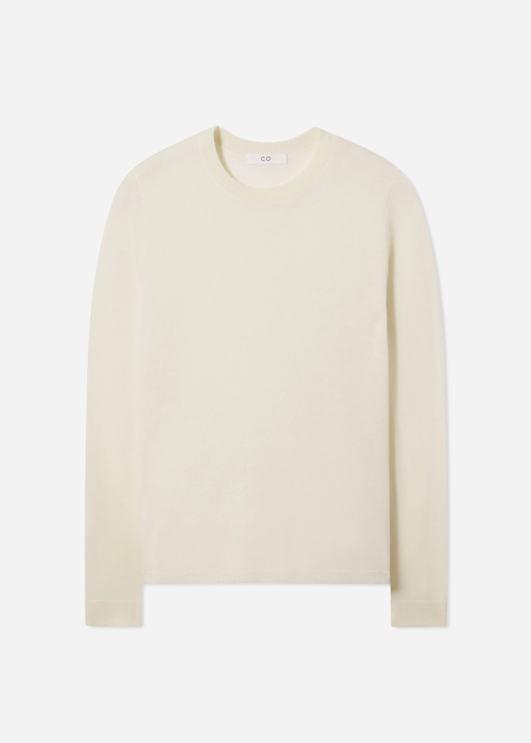Long Sleeve Crew in Fine Cashmere - Ivory - Image 4