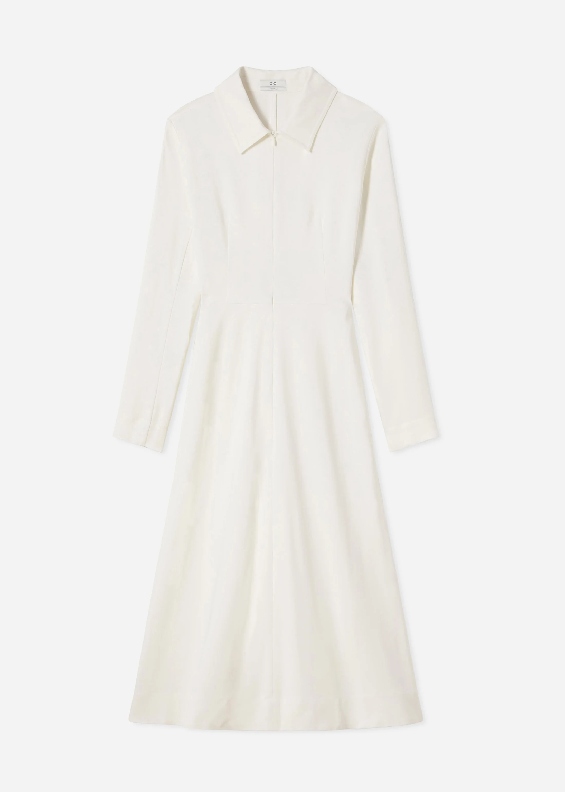 Long Sleeve Shirt Dress in Crepe - Ivory - Image 5