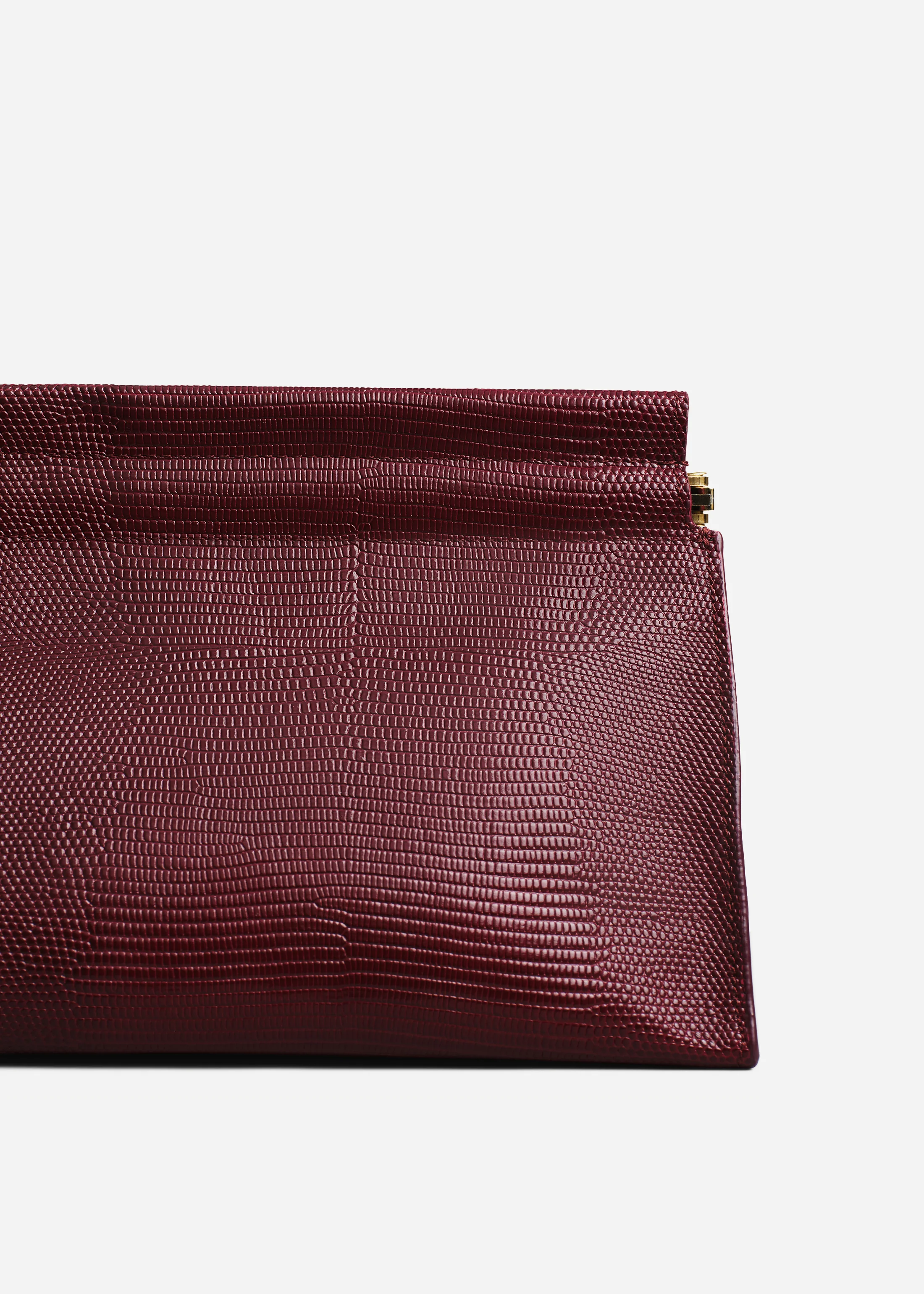 Large Leather Clutch in Burgundy - Image 3