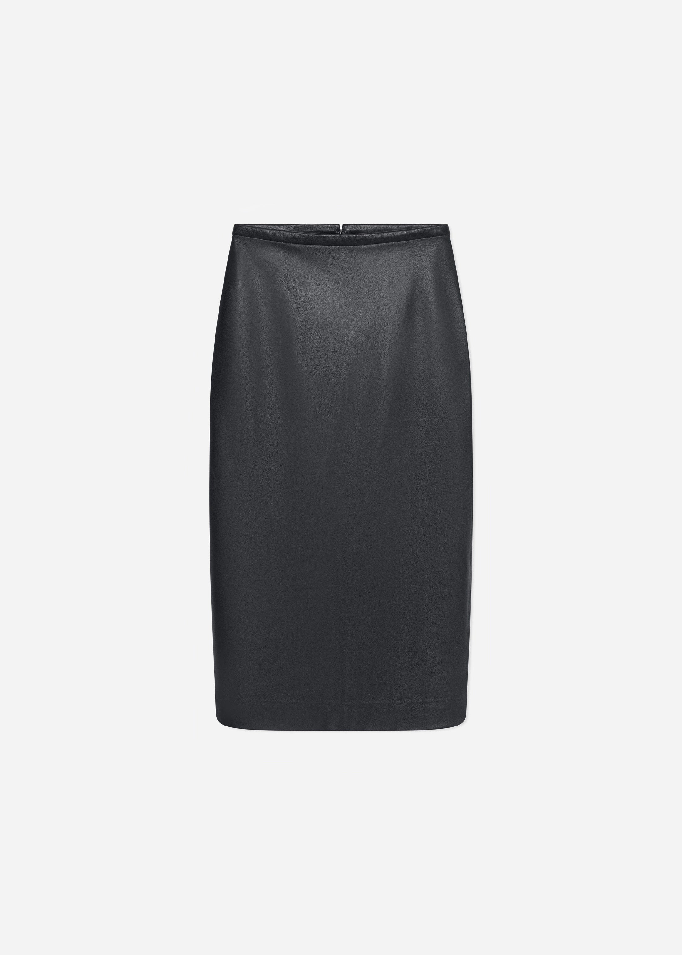 Midi Pencil Skirt in Leather - Chocolate - Image 6