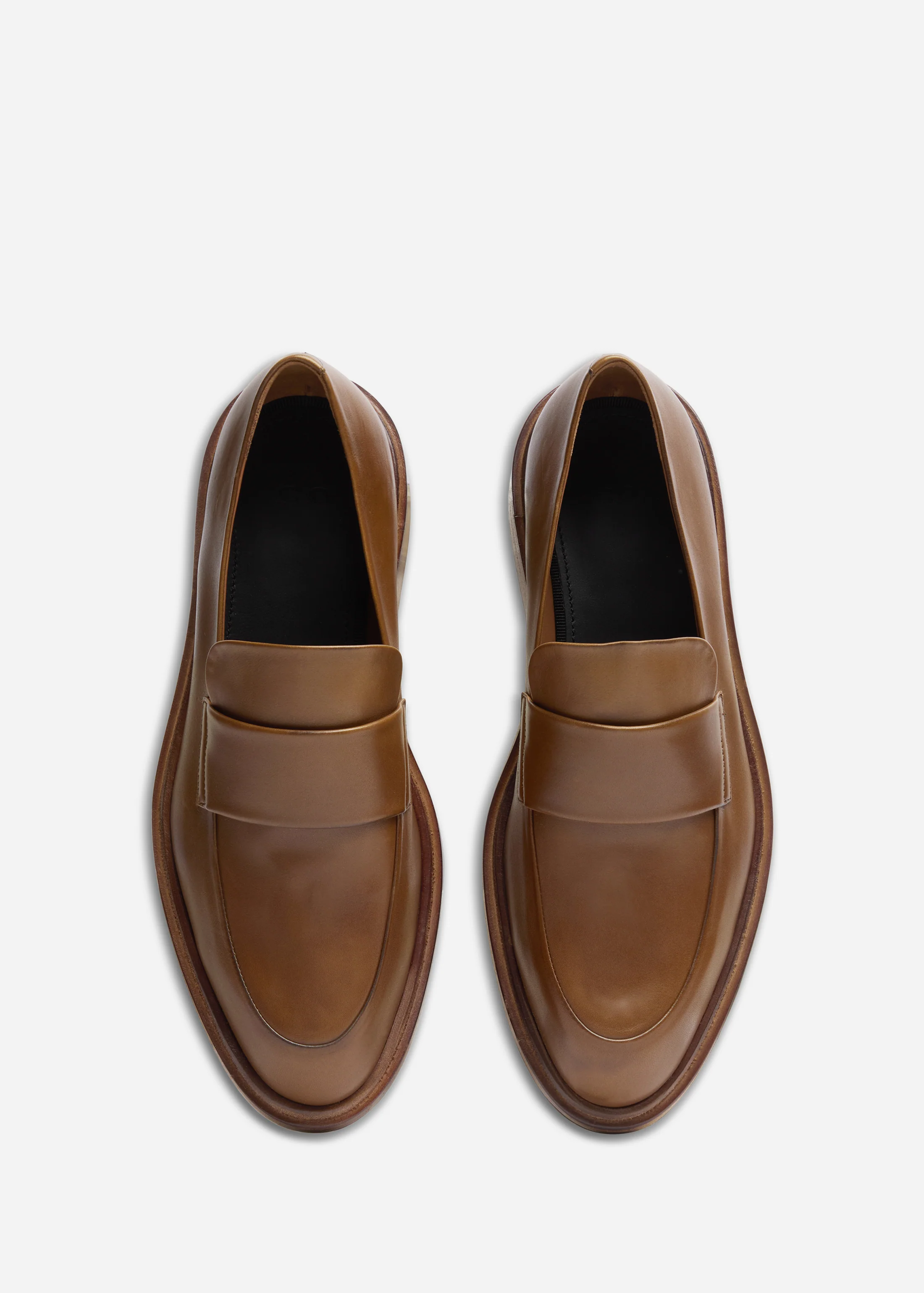 Moccasin Loafers in Calf Skin Leather - Cognac - Image 3