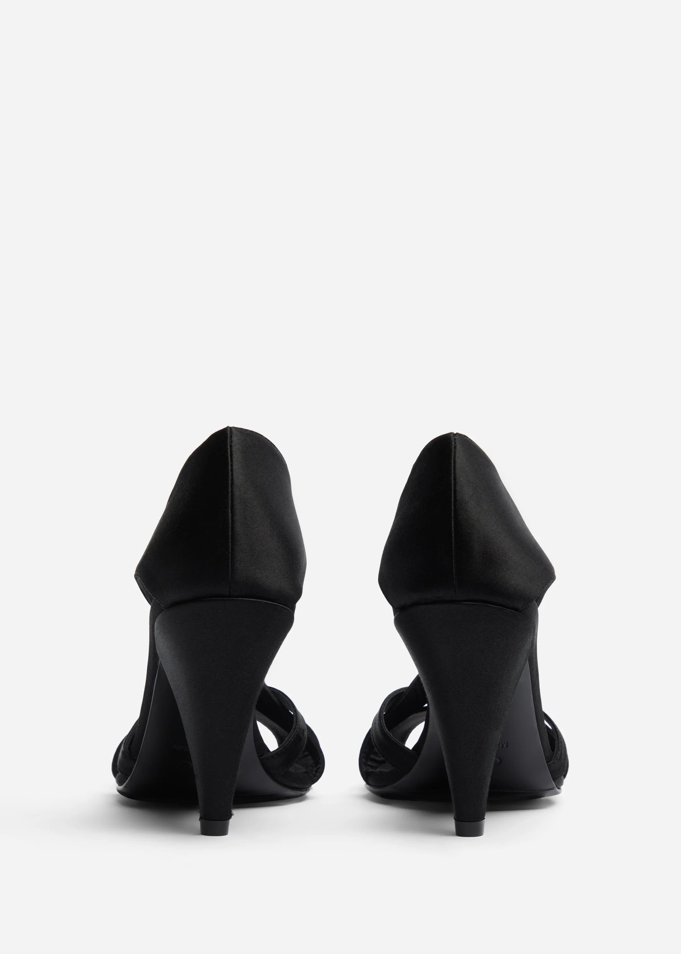 Open Toe Heeled Sandal in Satin - Black - Image 3