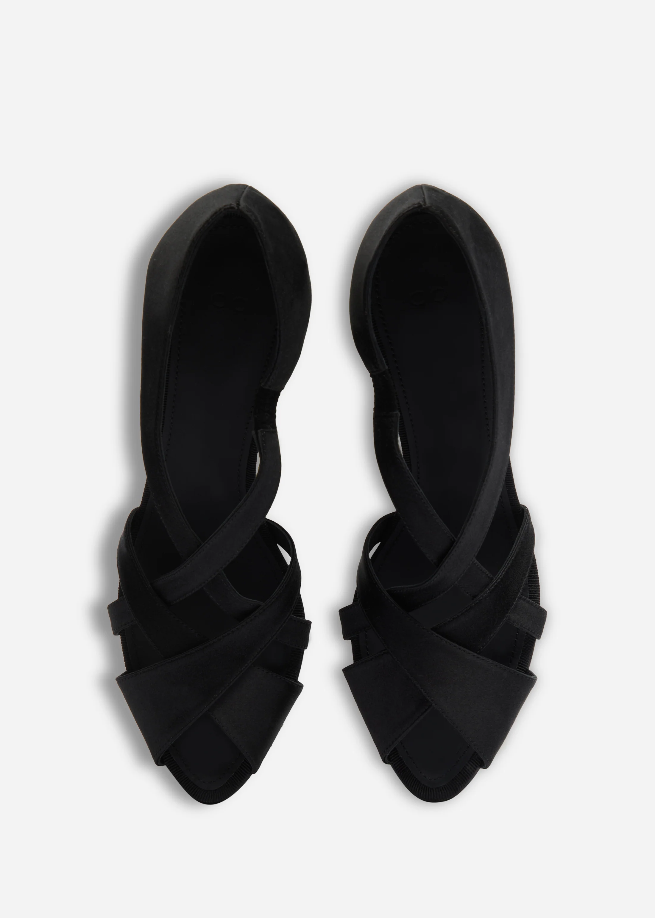 Open Toe Heeled Sandal in Satin - Black - Image 4