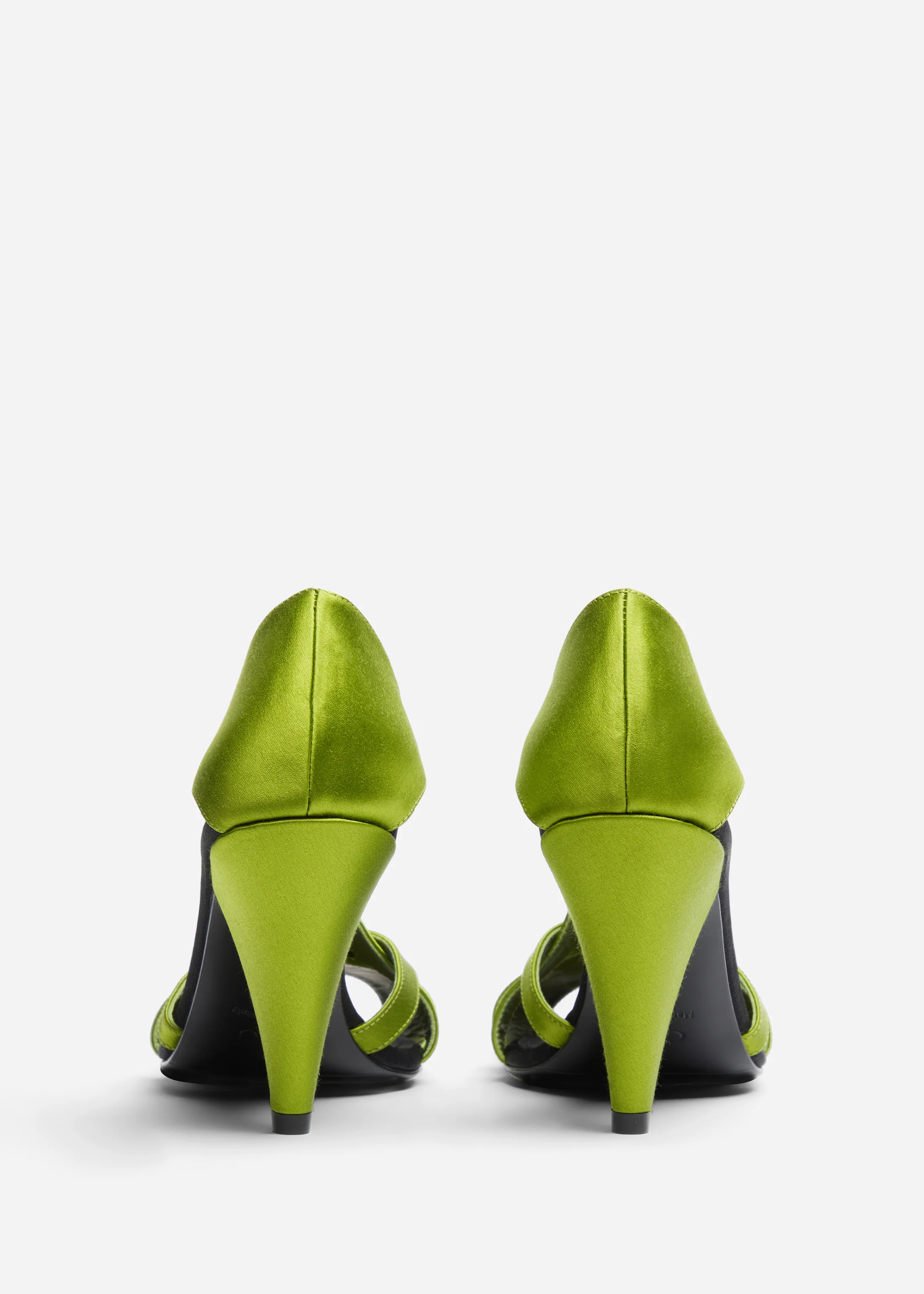 Open Toe Heeled Sandal in Satin - Green - Image 3