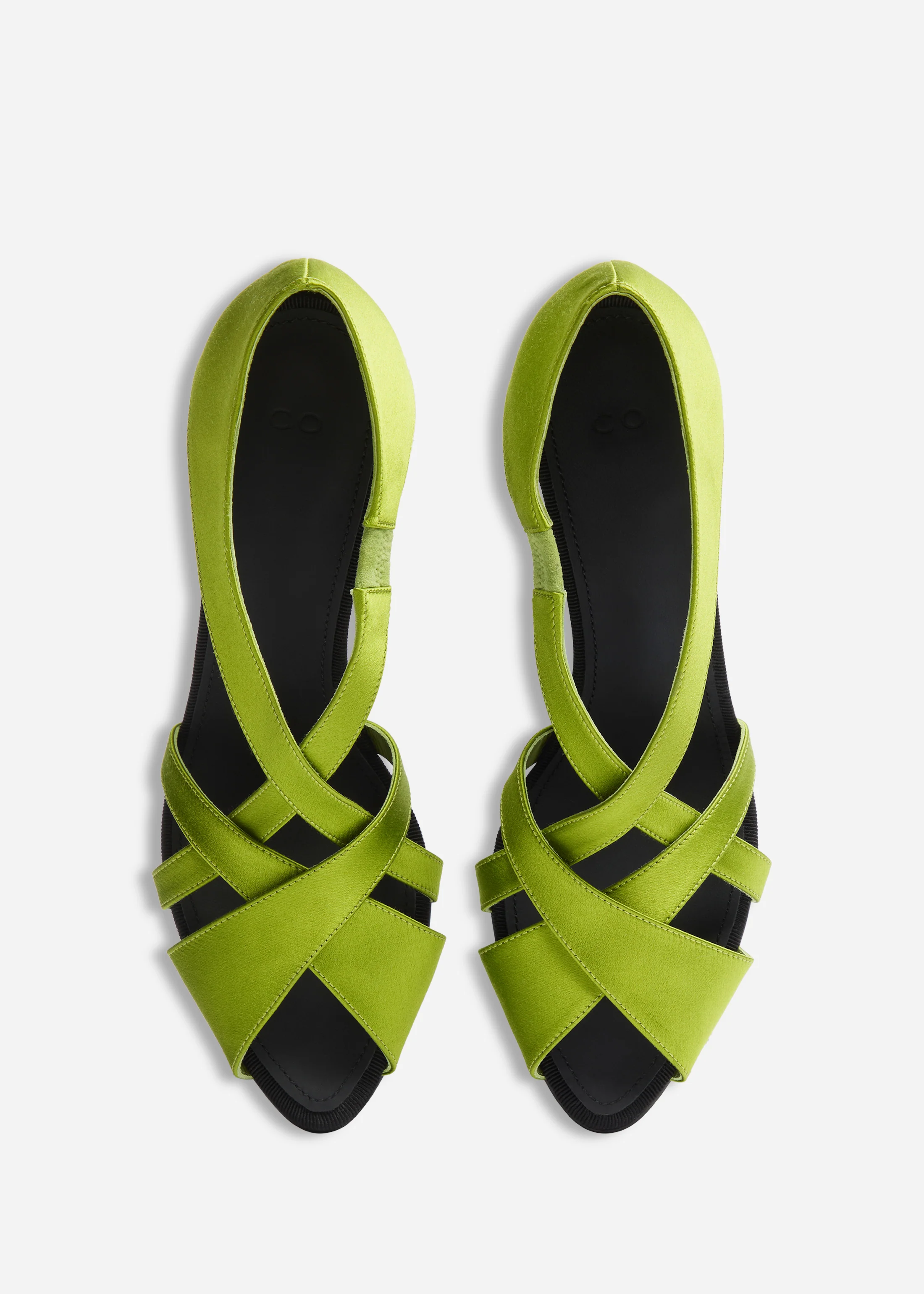 Open Toe Heeled Sandal in Satin - Green - Image 4