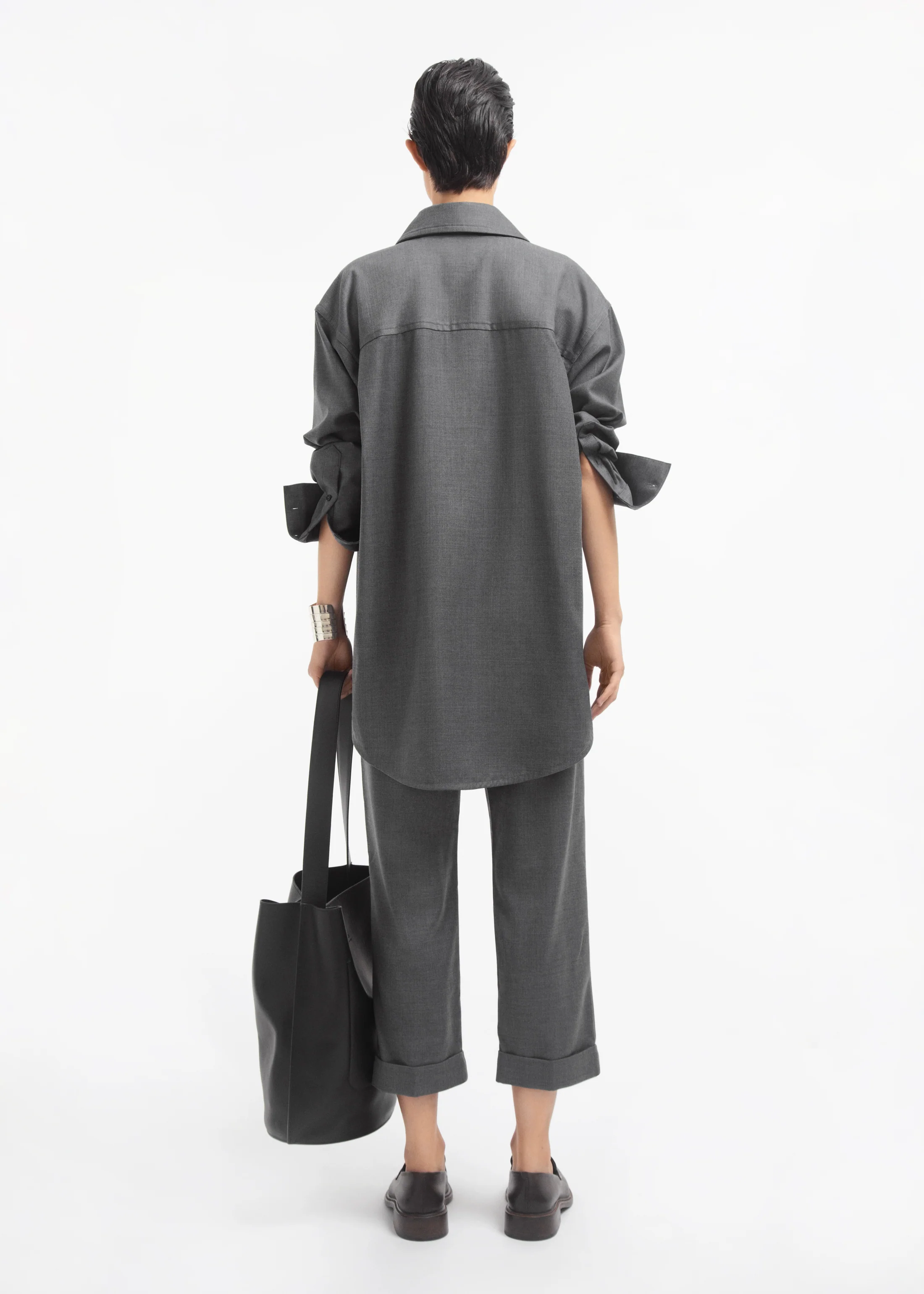 Overshirt in Melange Wool - Grey Melange - Image 4
