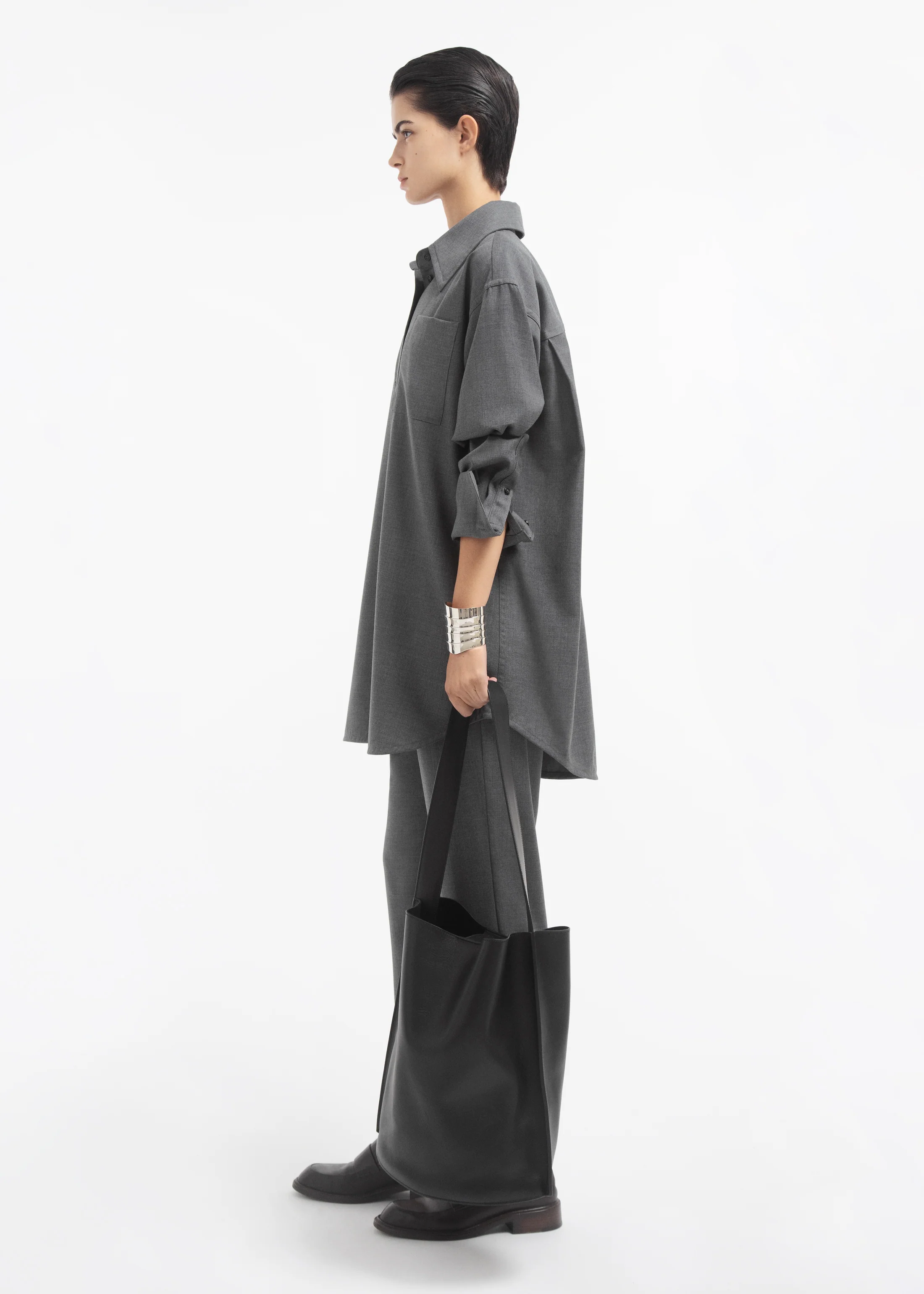 Overshirt in Melange Wool - Grey Melange - Image 5