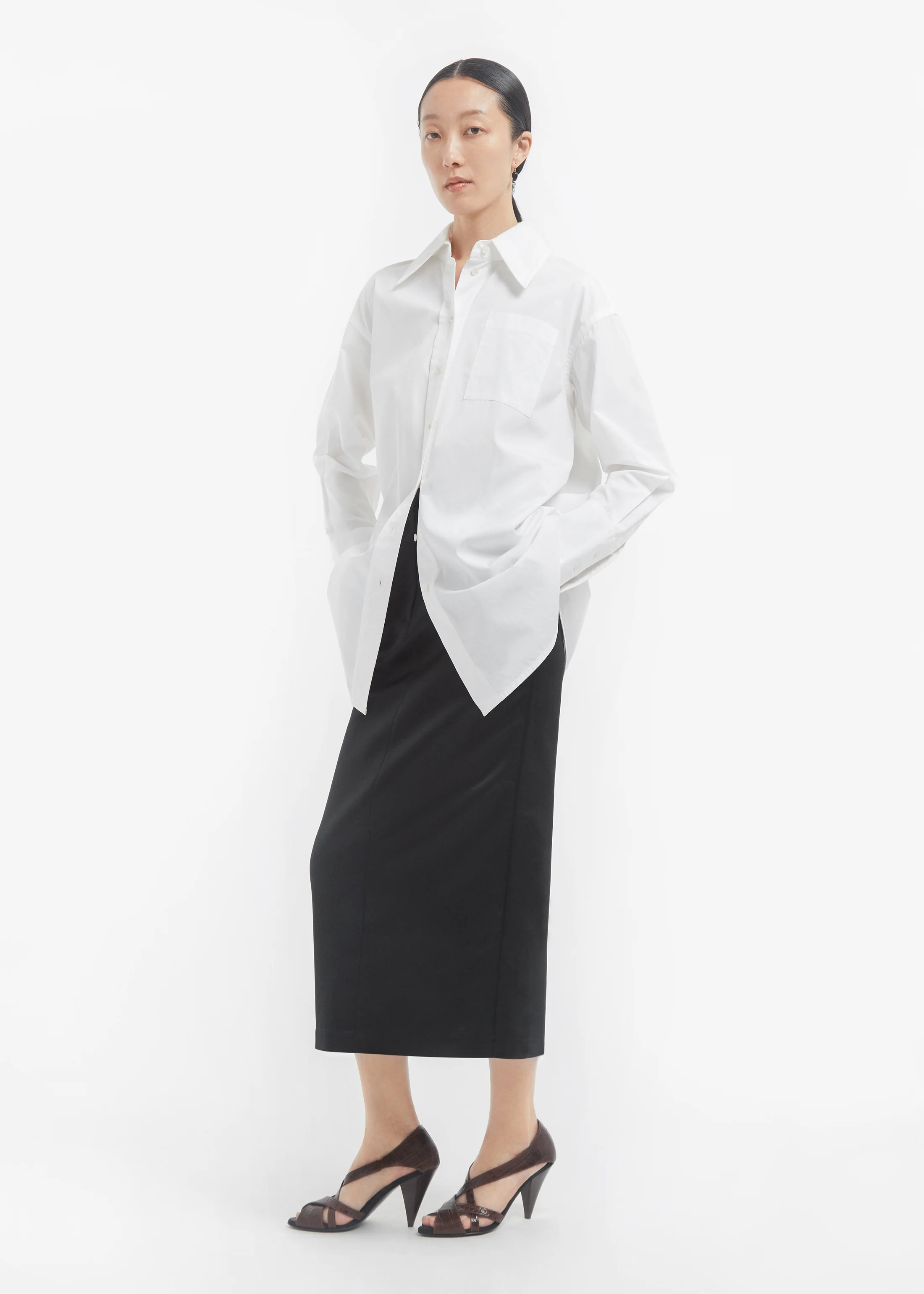 Overshirt in Cotton Sateen - White - Image 3