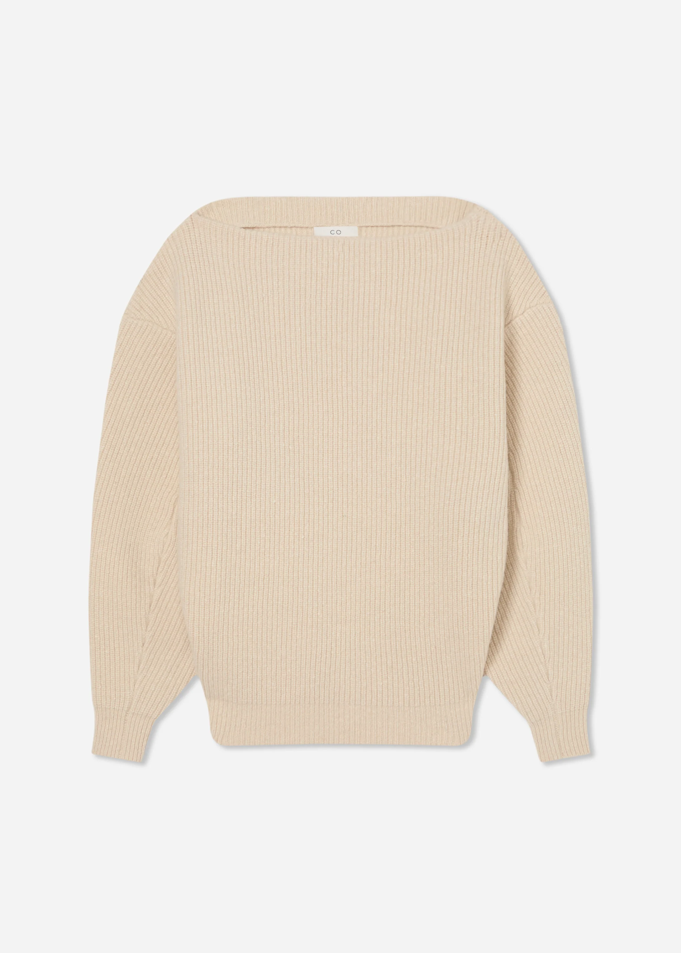 Oversized Boatneck Sweater in Wool Cashmere - Ivory - Image 6