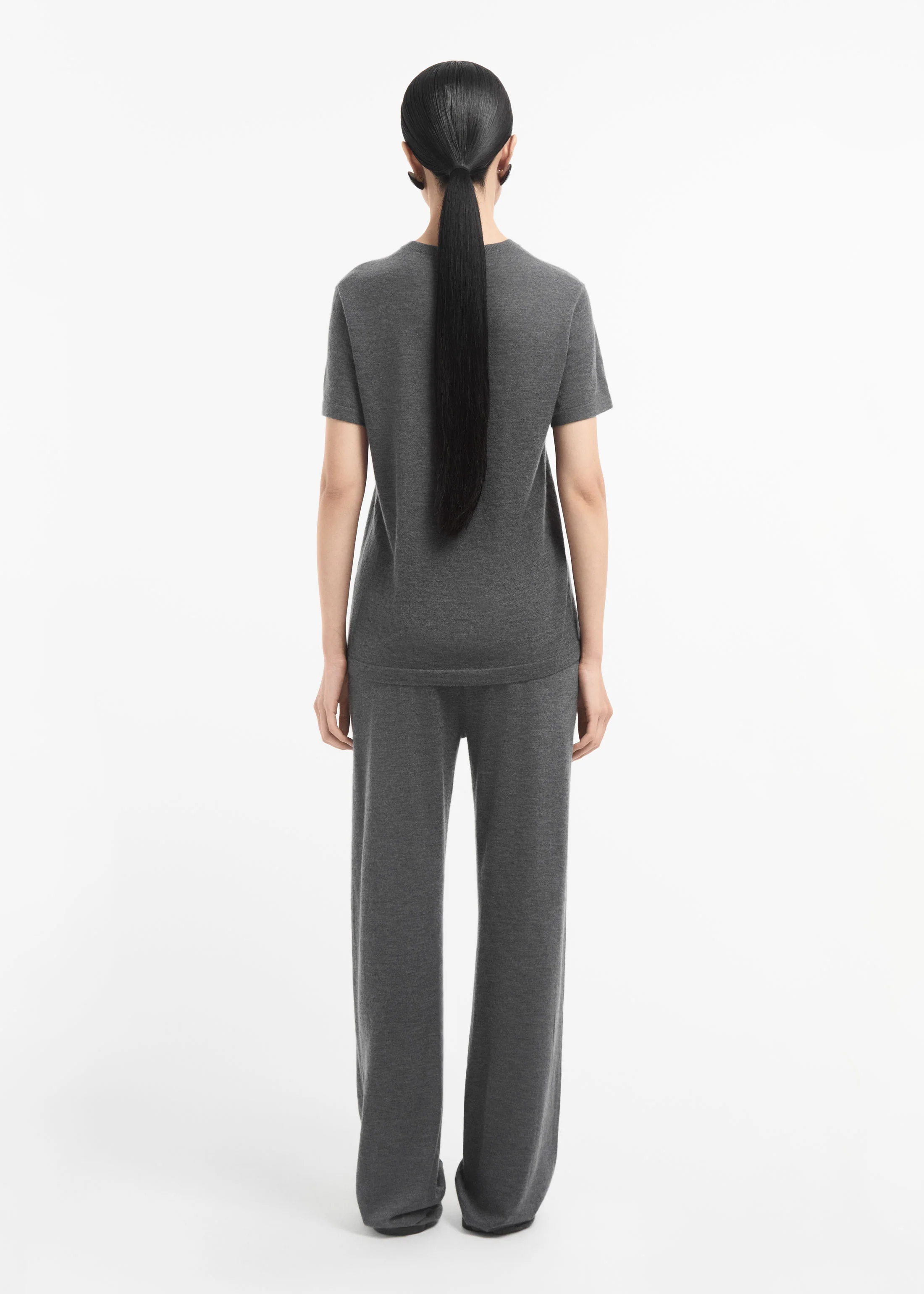Pull Up Pant in Fine Cashmere - Grey - Image 3