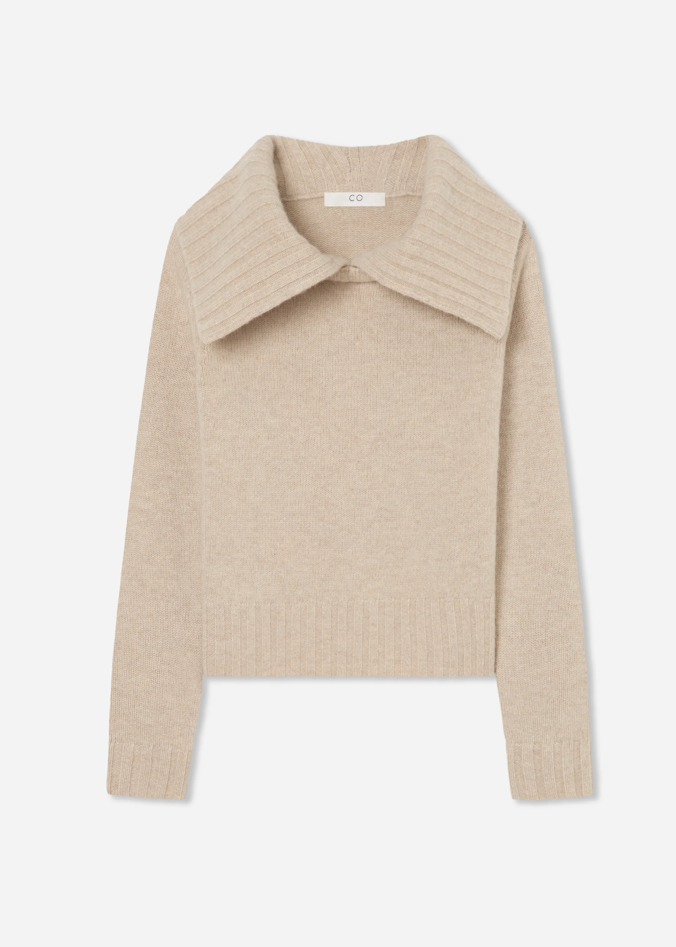 Ribbed Collared Sweater in Cashmere - Beige Melange - Image 4