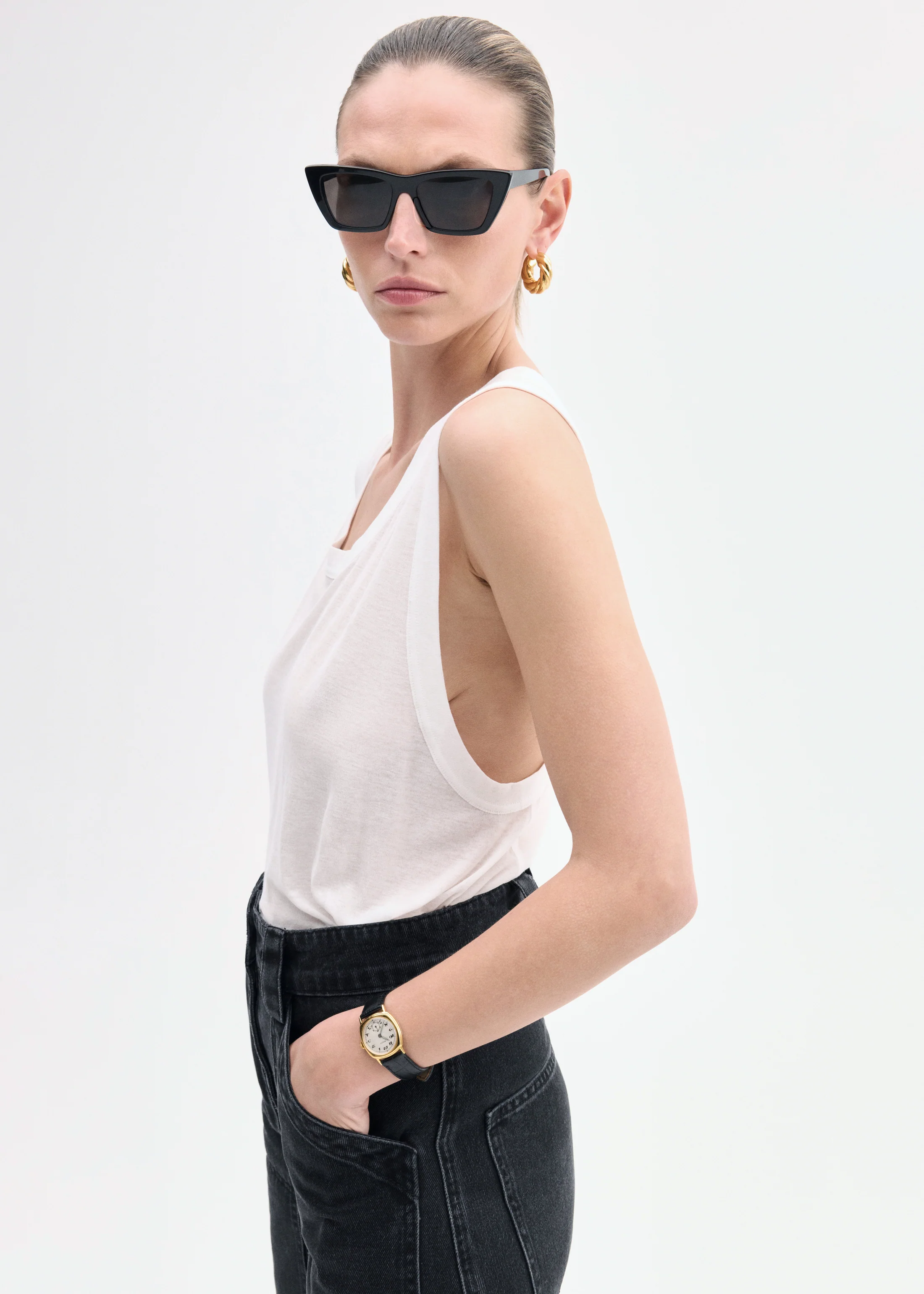 Loose Tank in Slub Jersey - White - Image 3