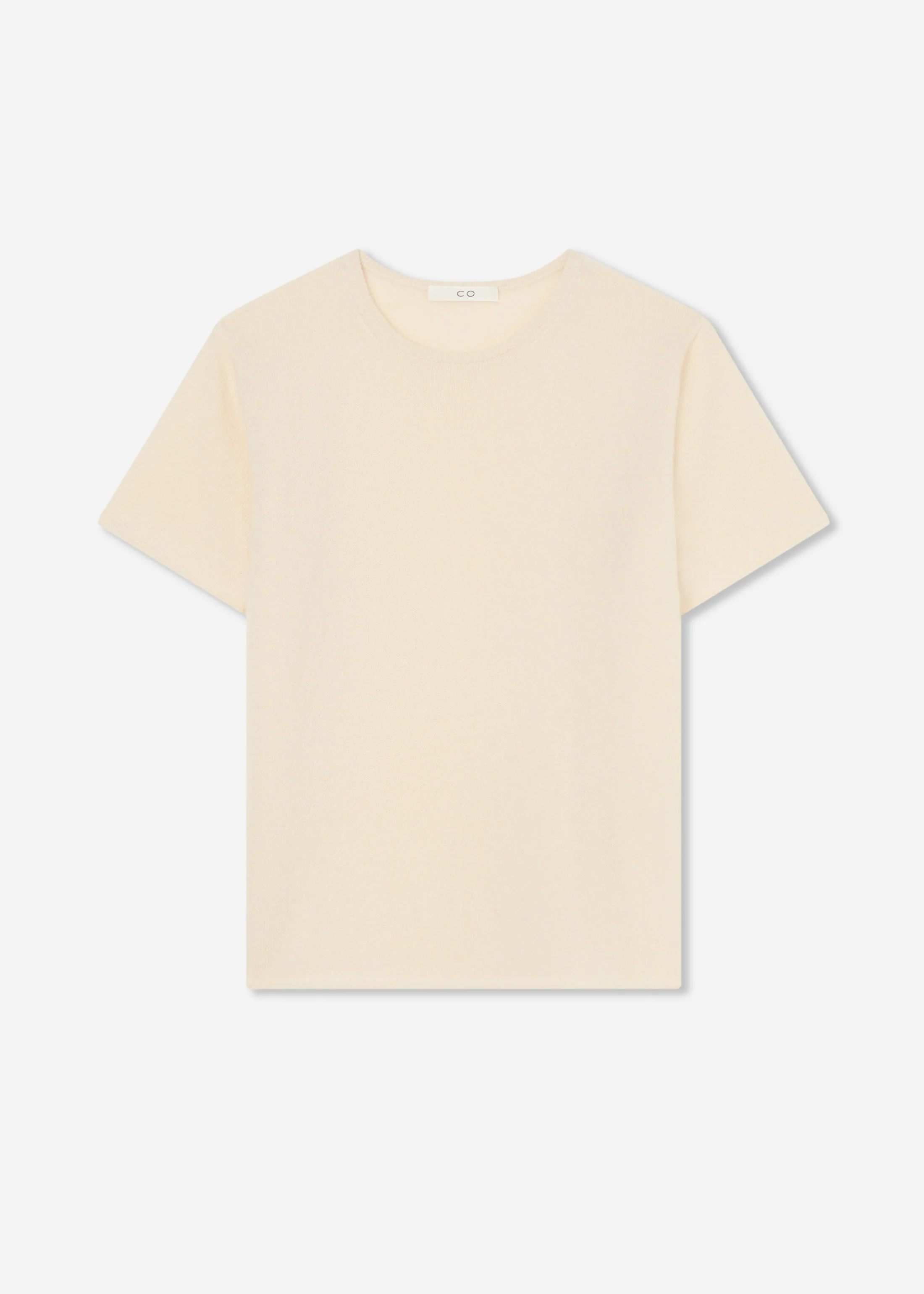Short Sleeve T-Shirt in Cashmere Silk - Ivory - Image 4