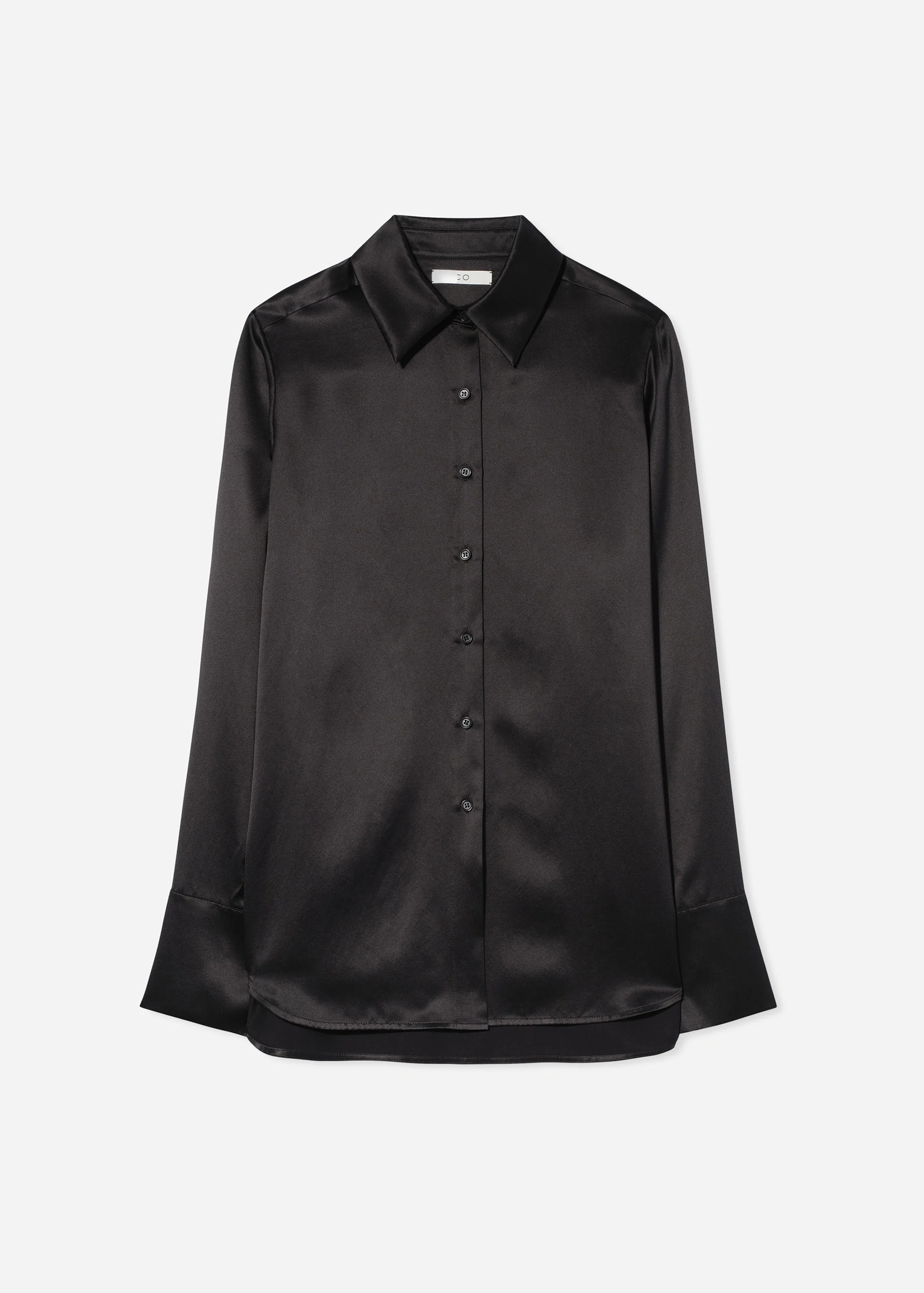 Button Down Shirt in Silk  - Black - Image 4