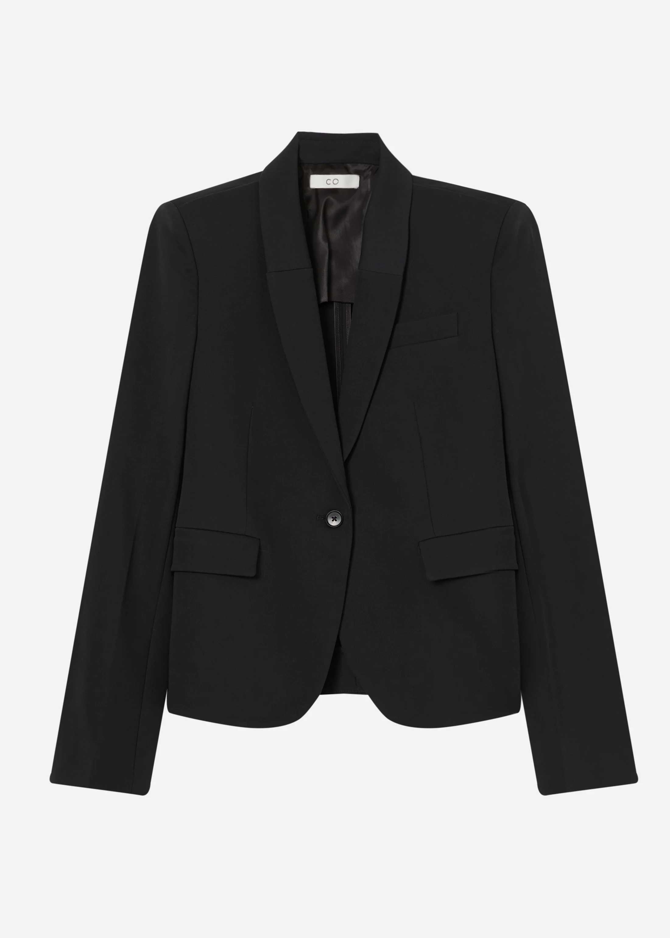 Single Button Down Blazer in Cotton - Black - Image 5