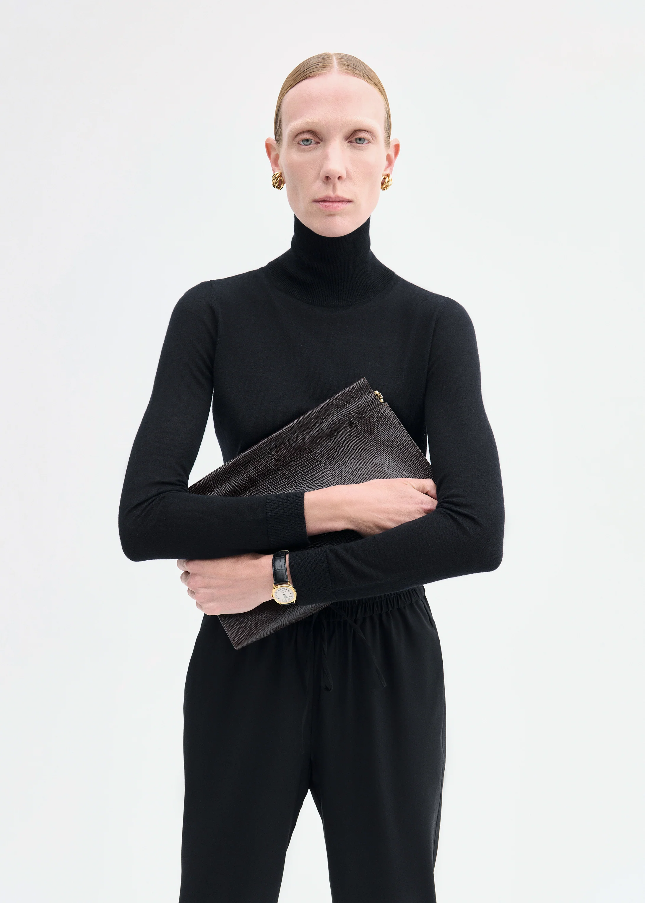 Slim Turtleneck in Fine Cashmere - Black - Image 3