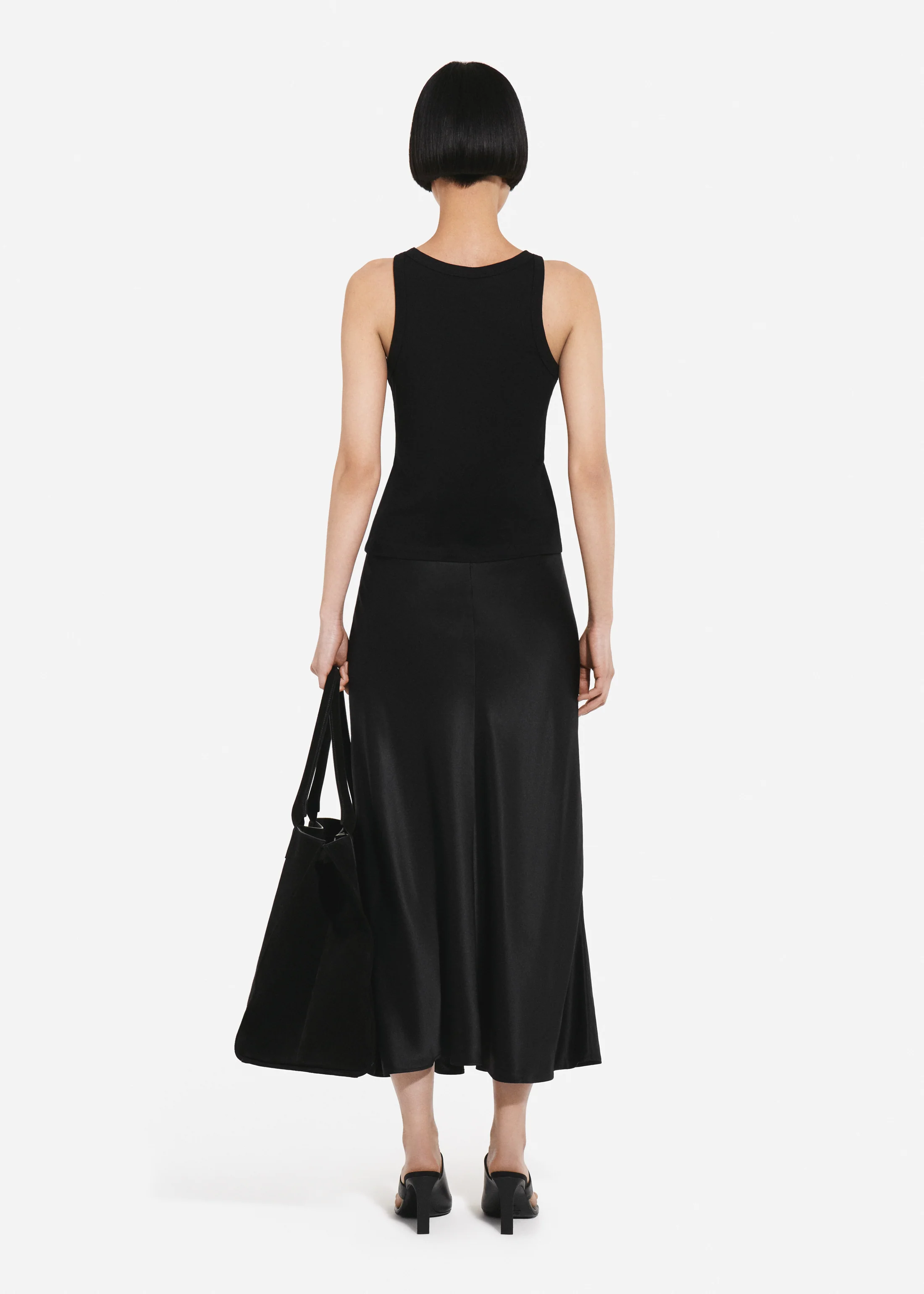 Bias Cut Slip Skirt in Silk - Black - Image 3