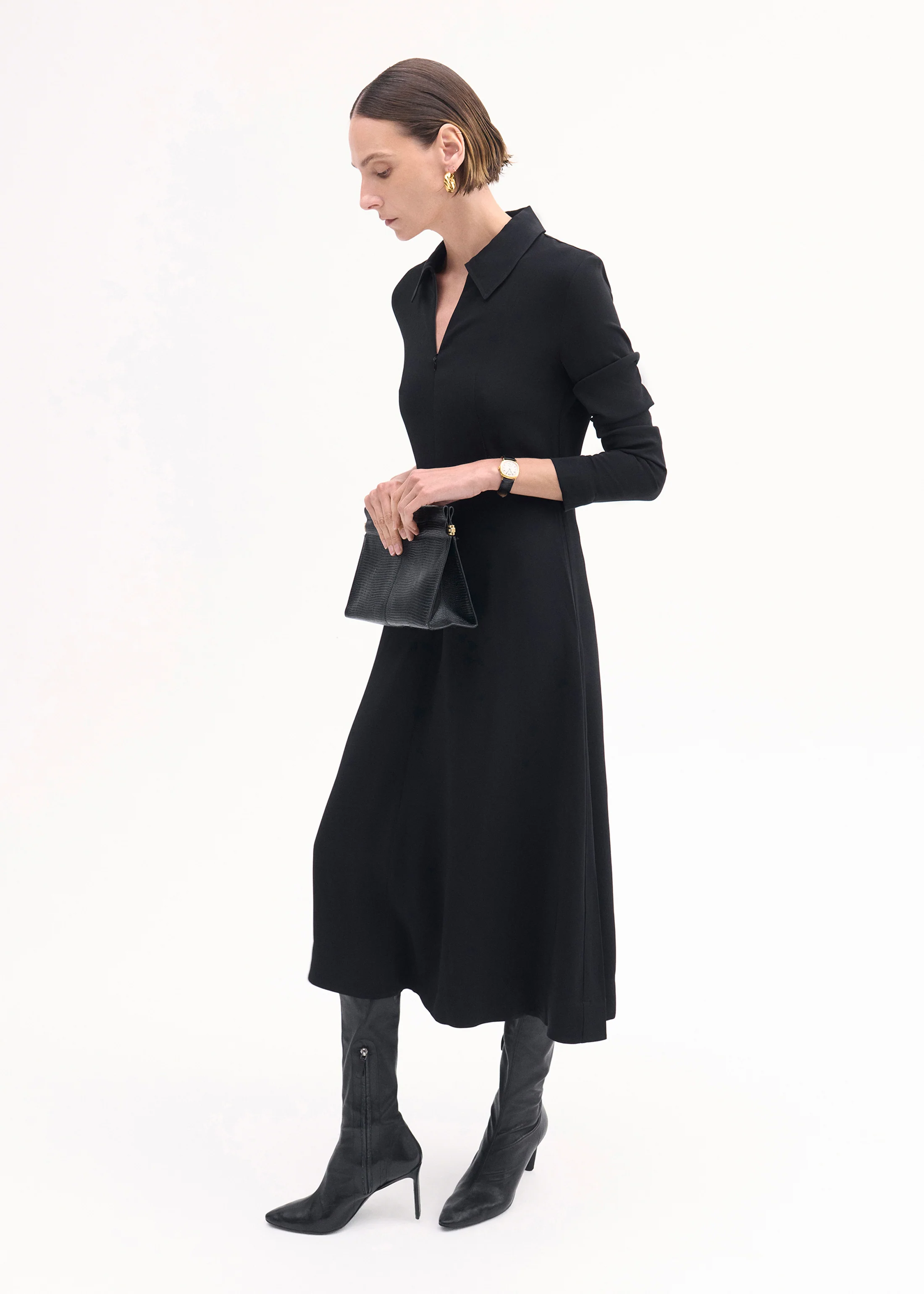 Small Leather Clutch - Black - Image 4