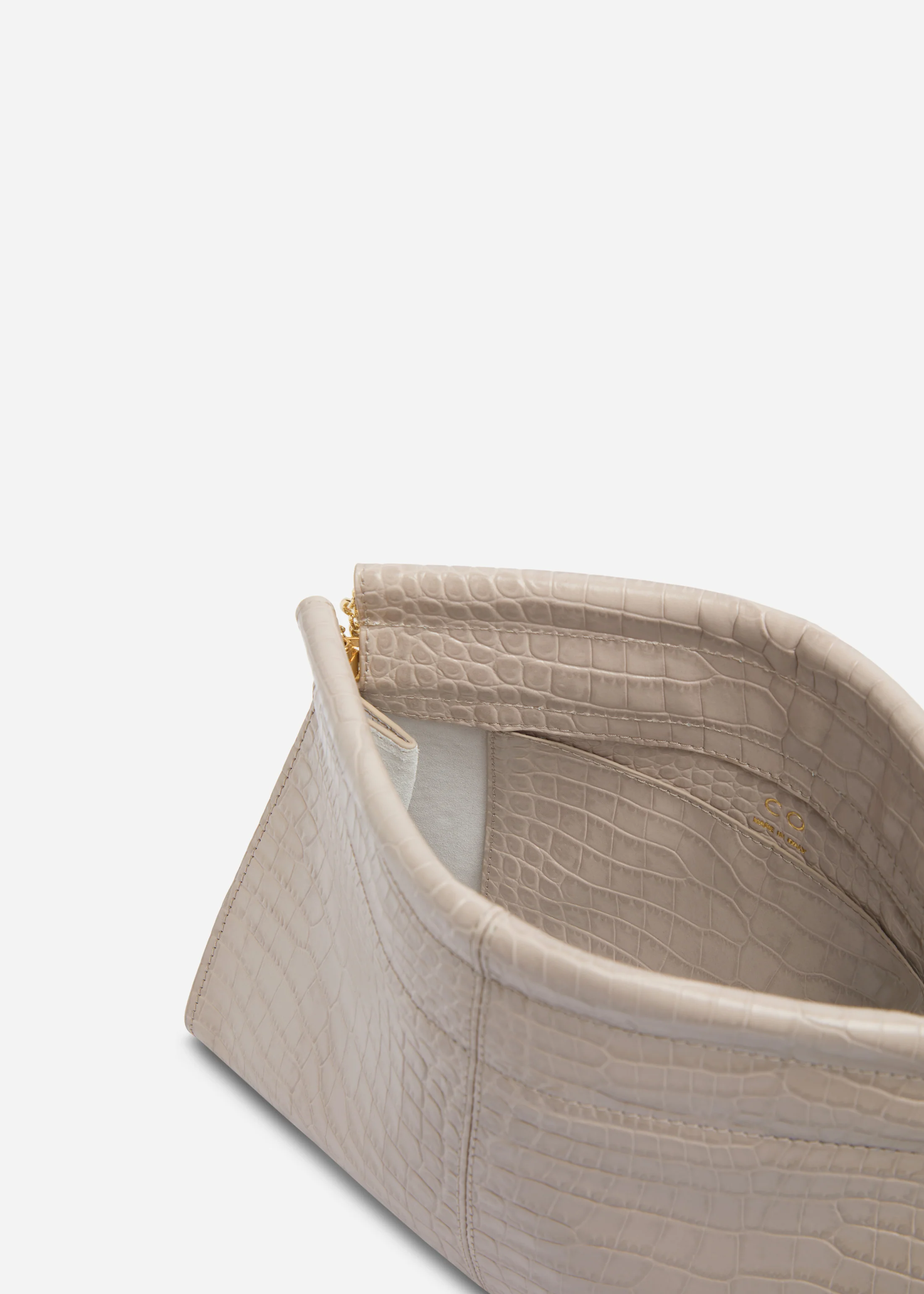 Small Leather Clutch with Chain - Grey - Image 4