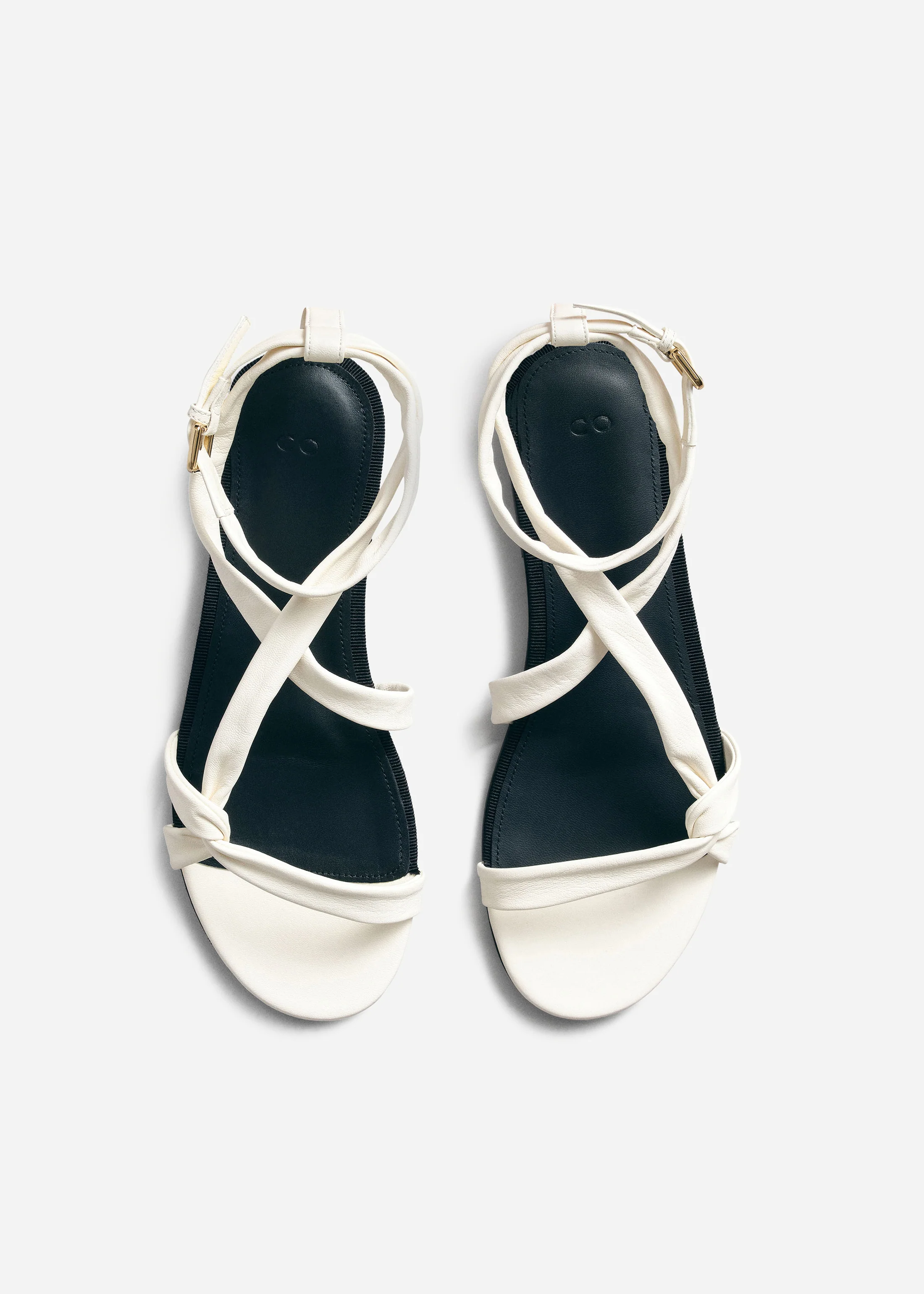 Asymmetric Leather Sandal in Ivory - Image 3
