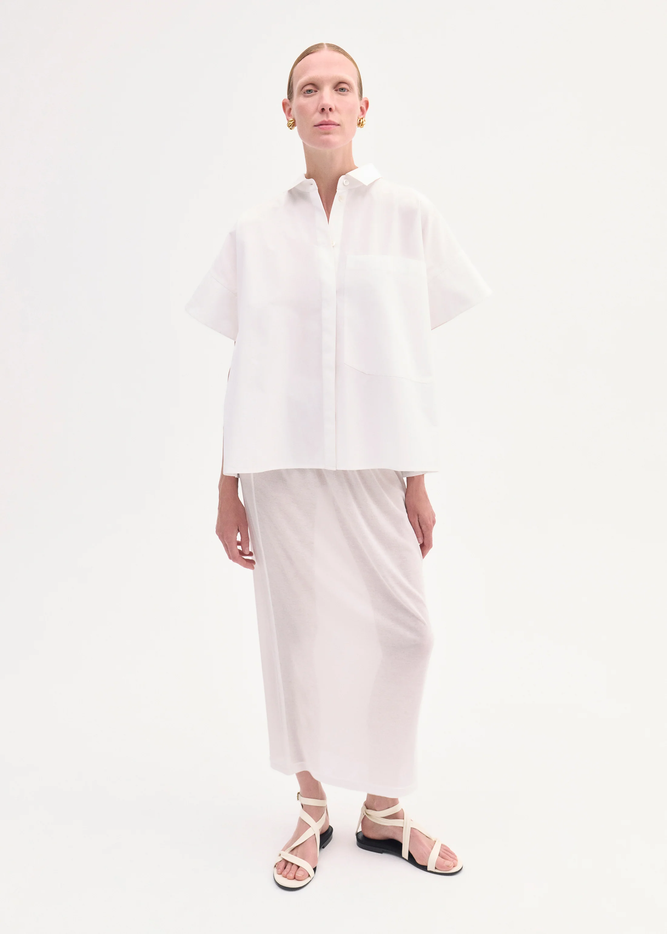 Asymmetric Leather Sandal in Ivory - Image 4