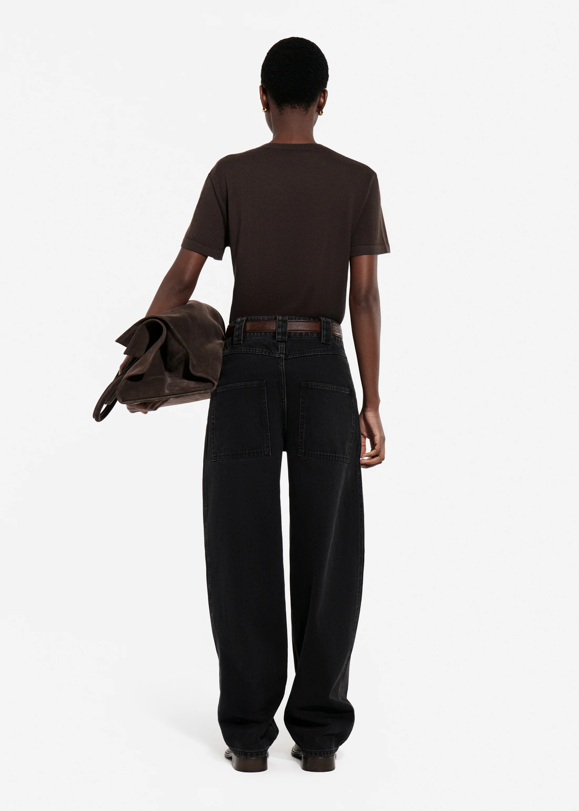 T-Shirt in Fine Cashmere - Chocolate - Image 3