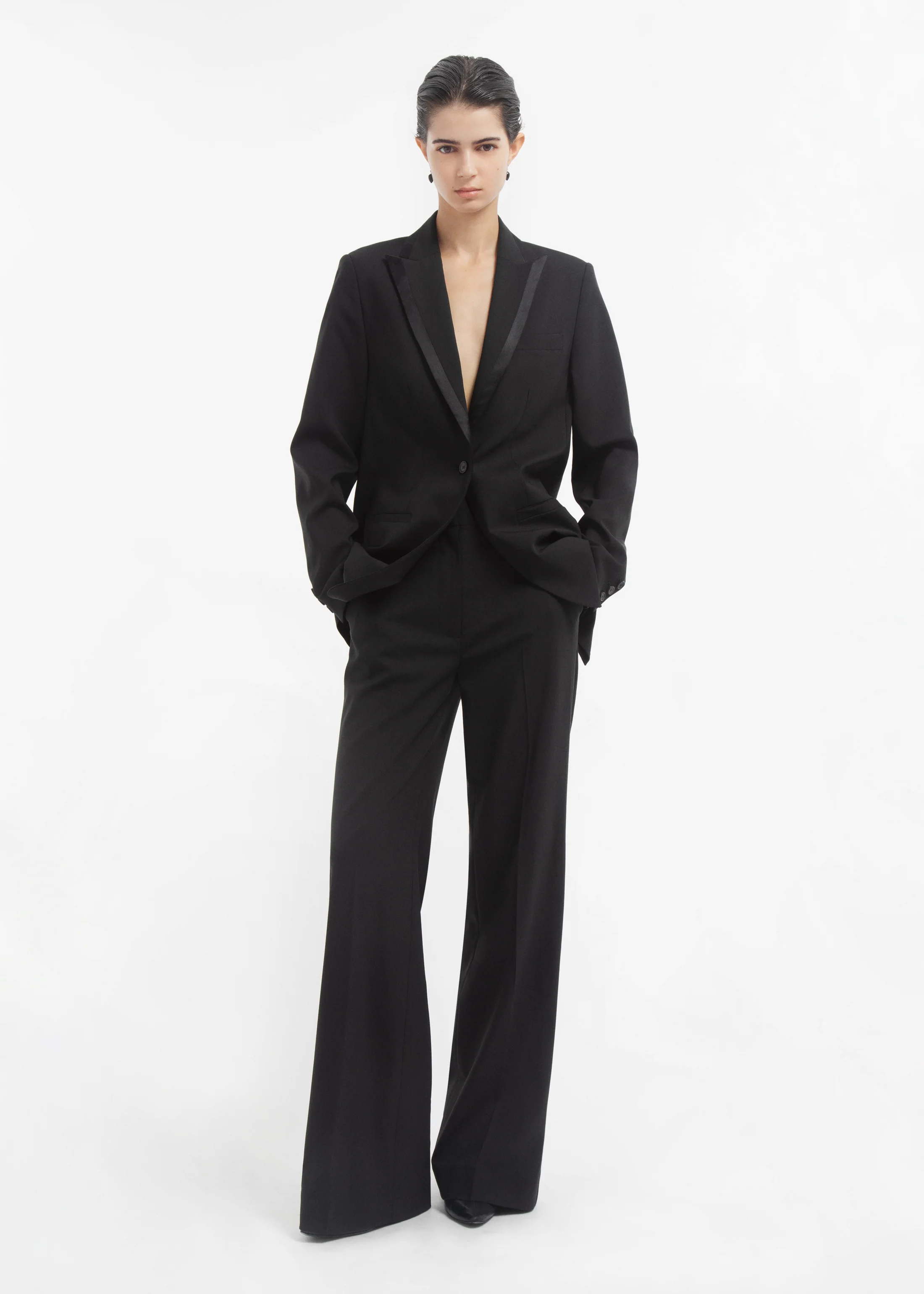 Tuxedo Jacket in Wool and Silk - Black - Image 5