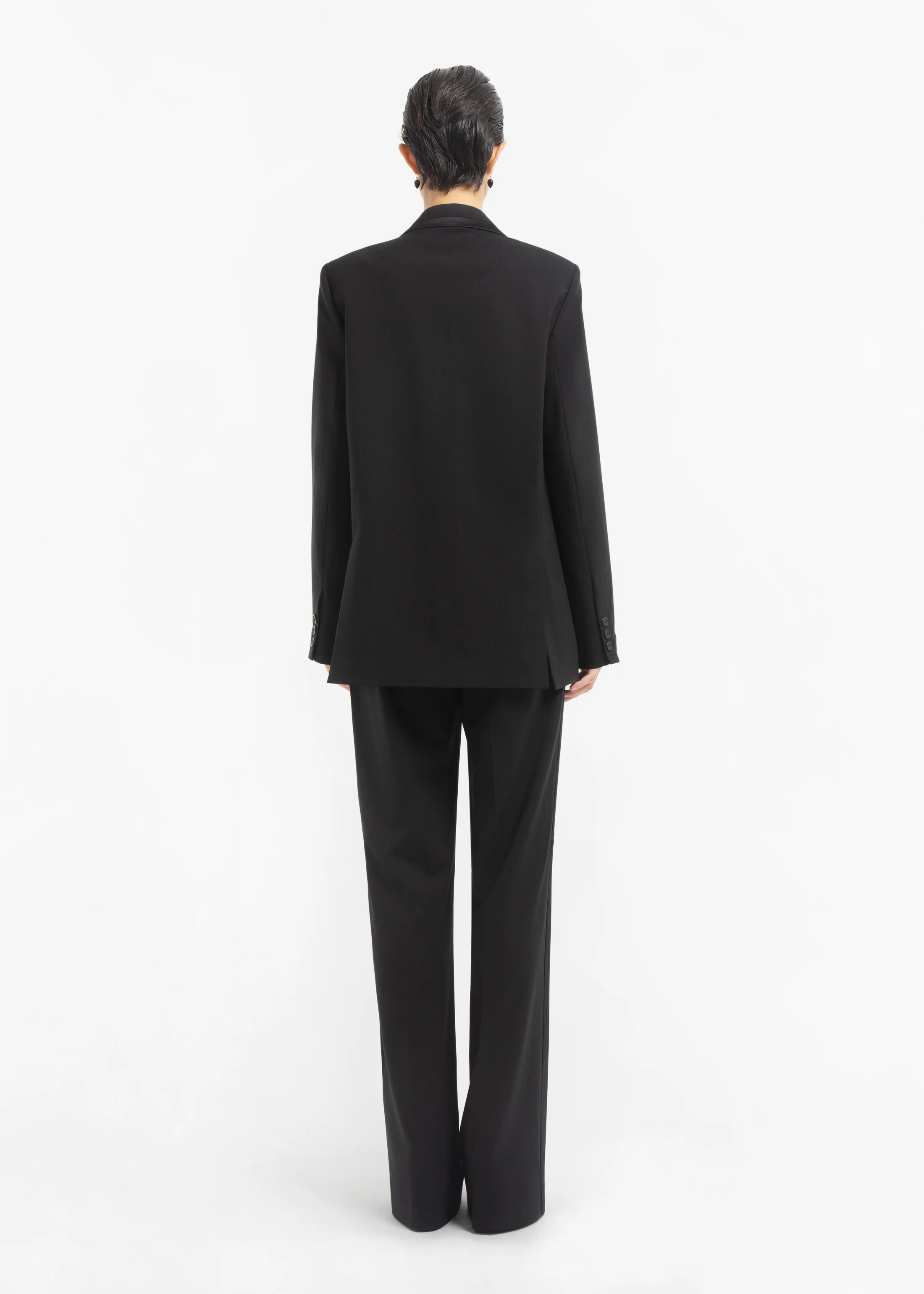 Tuxedo Pant in Wool and Silk - Black - Image 3
