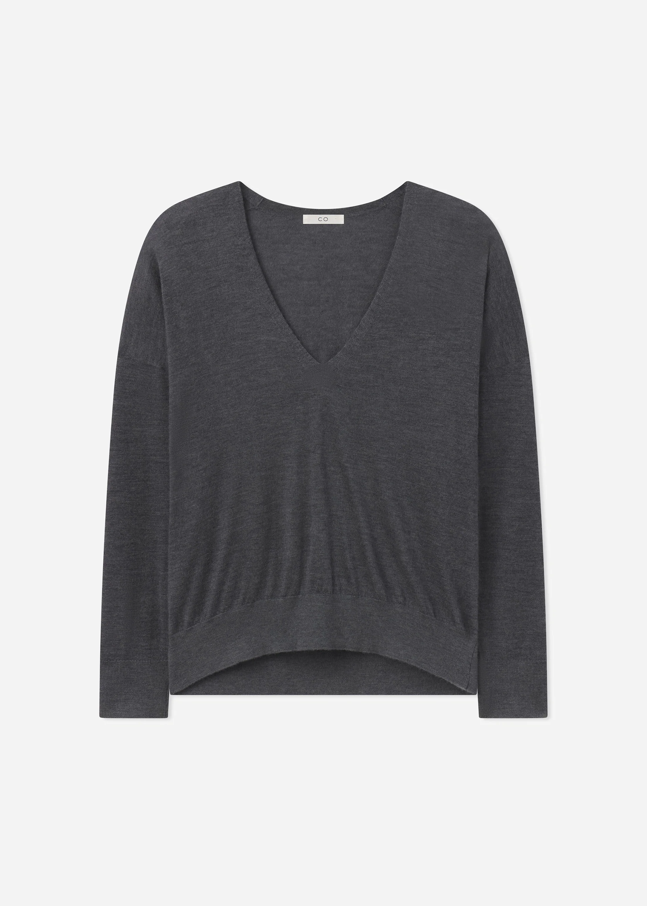 V-Neck Sweater in Fine Cashmere - Grey - Image 5