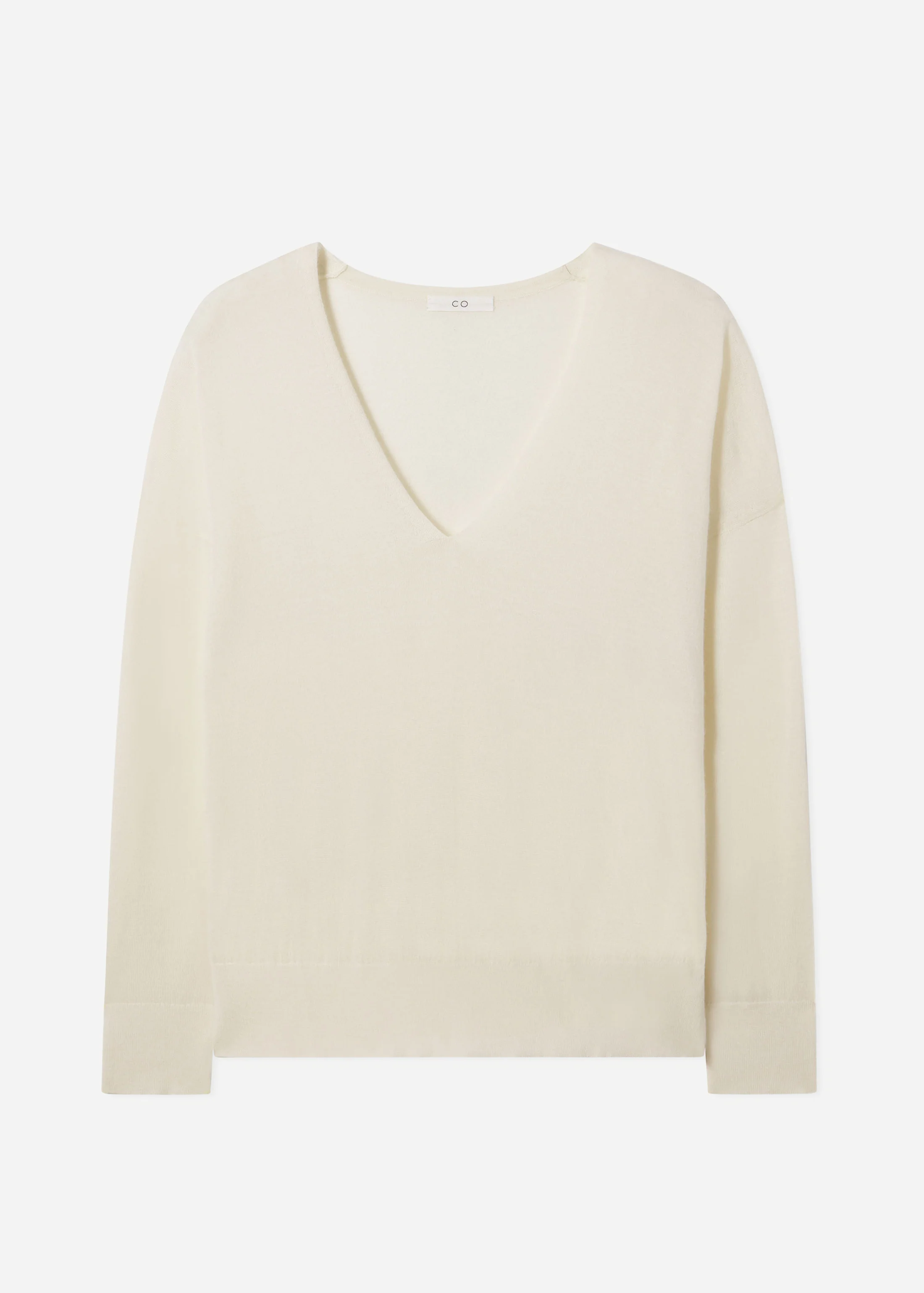 V-Neck Sweater in Fine Cashmere - Ivory - Image 4